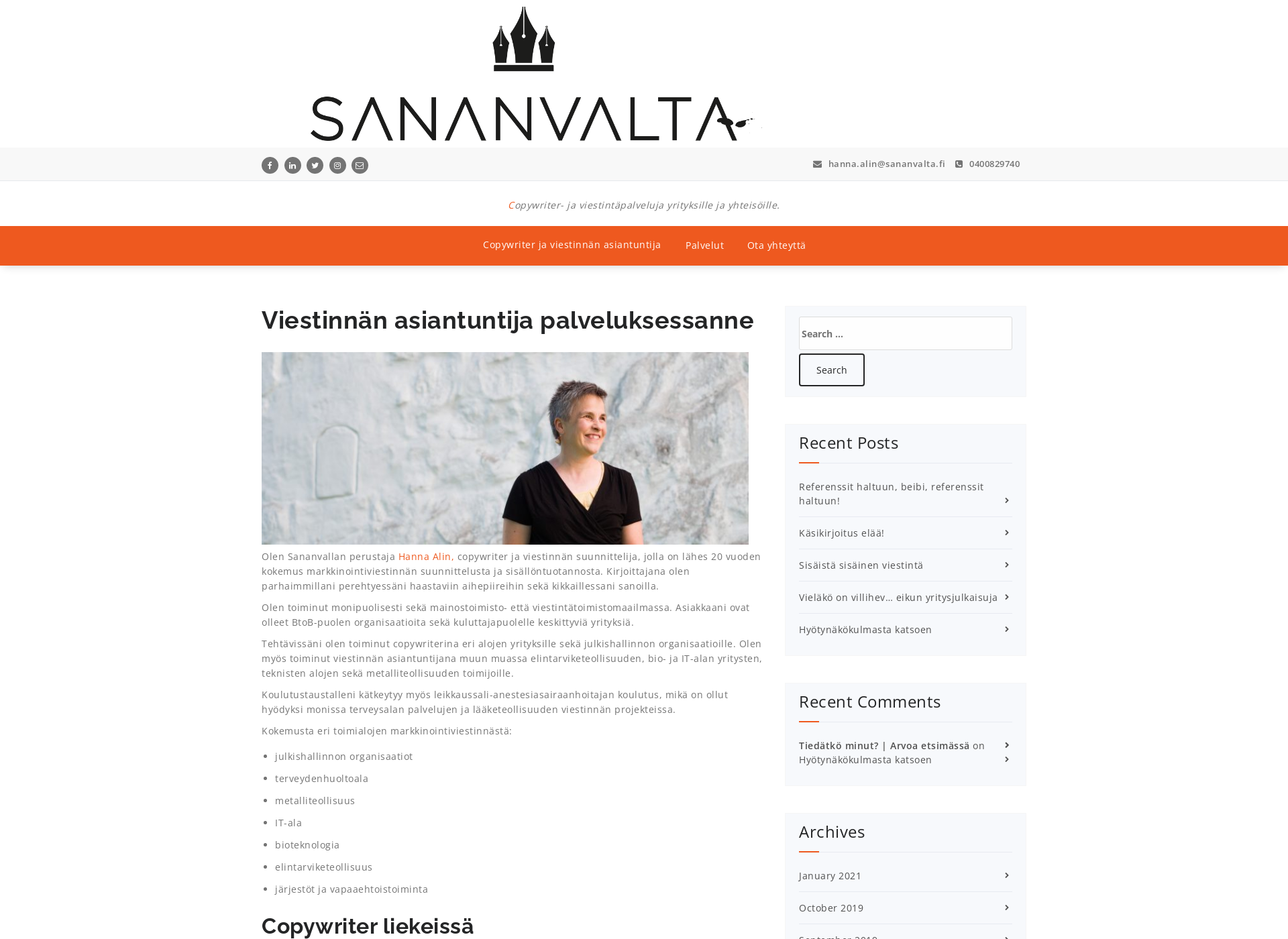 Skärmdump för sananvalta.fi