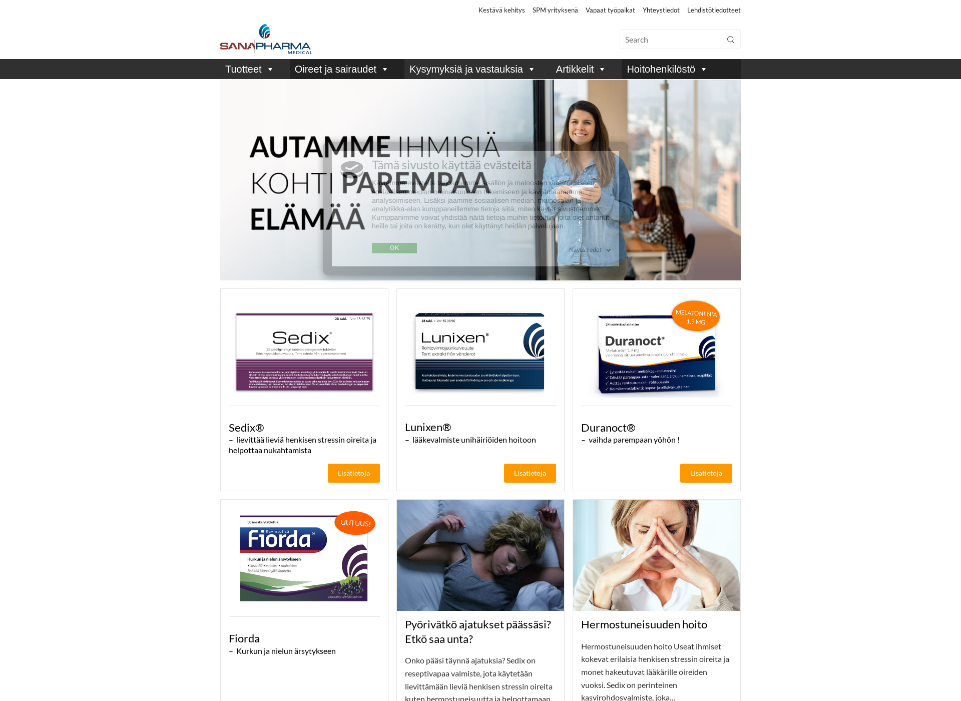 Screenshot for sanapharma.fi