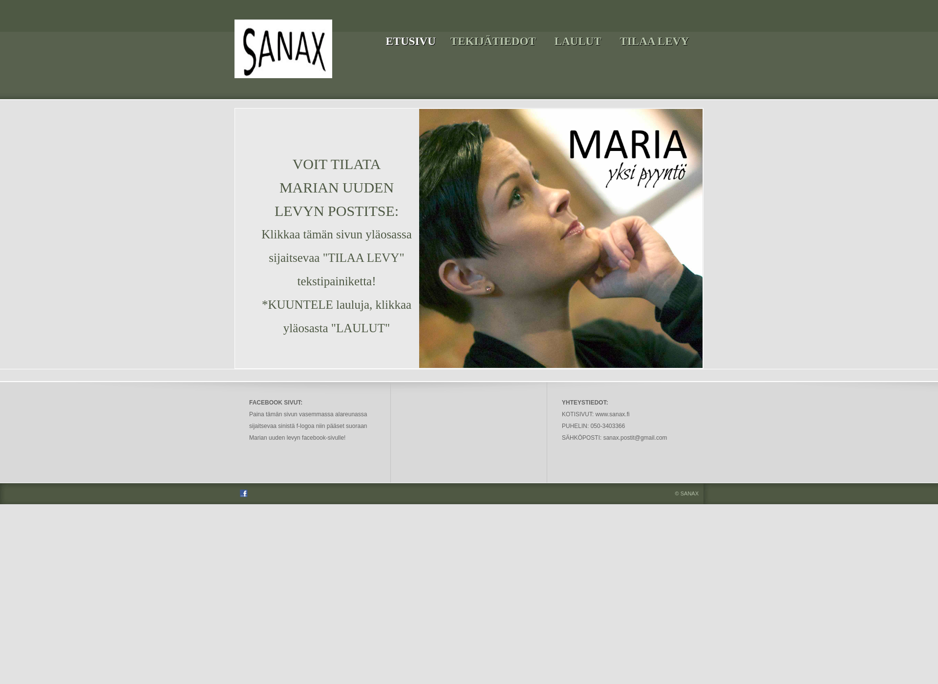 Skärmdump för sanax.fi