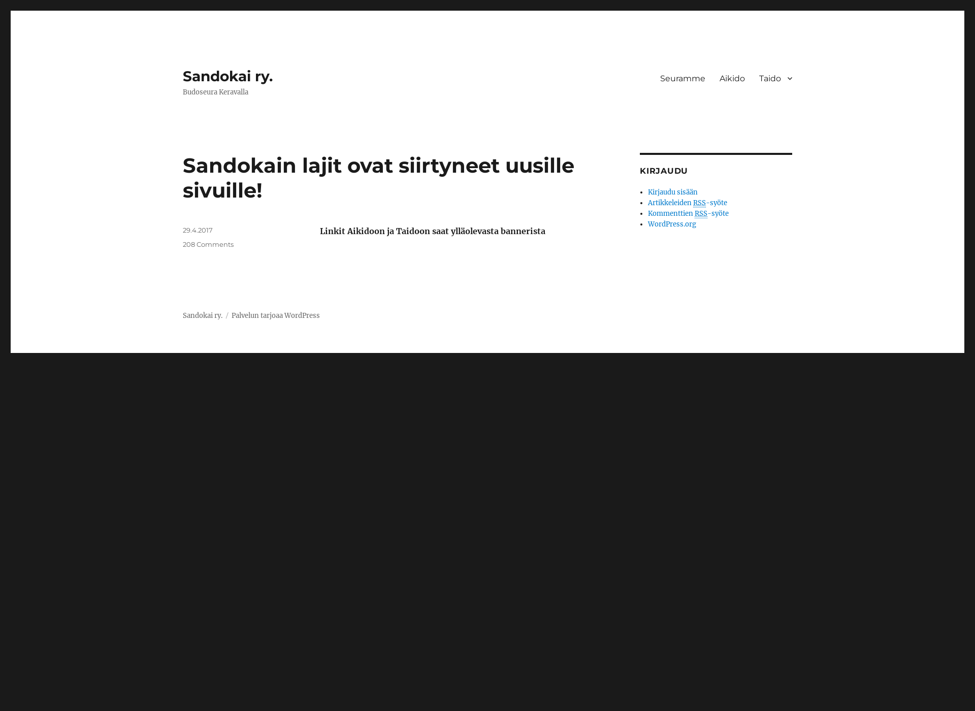 Skärmdump för sandokai.fi