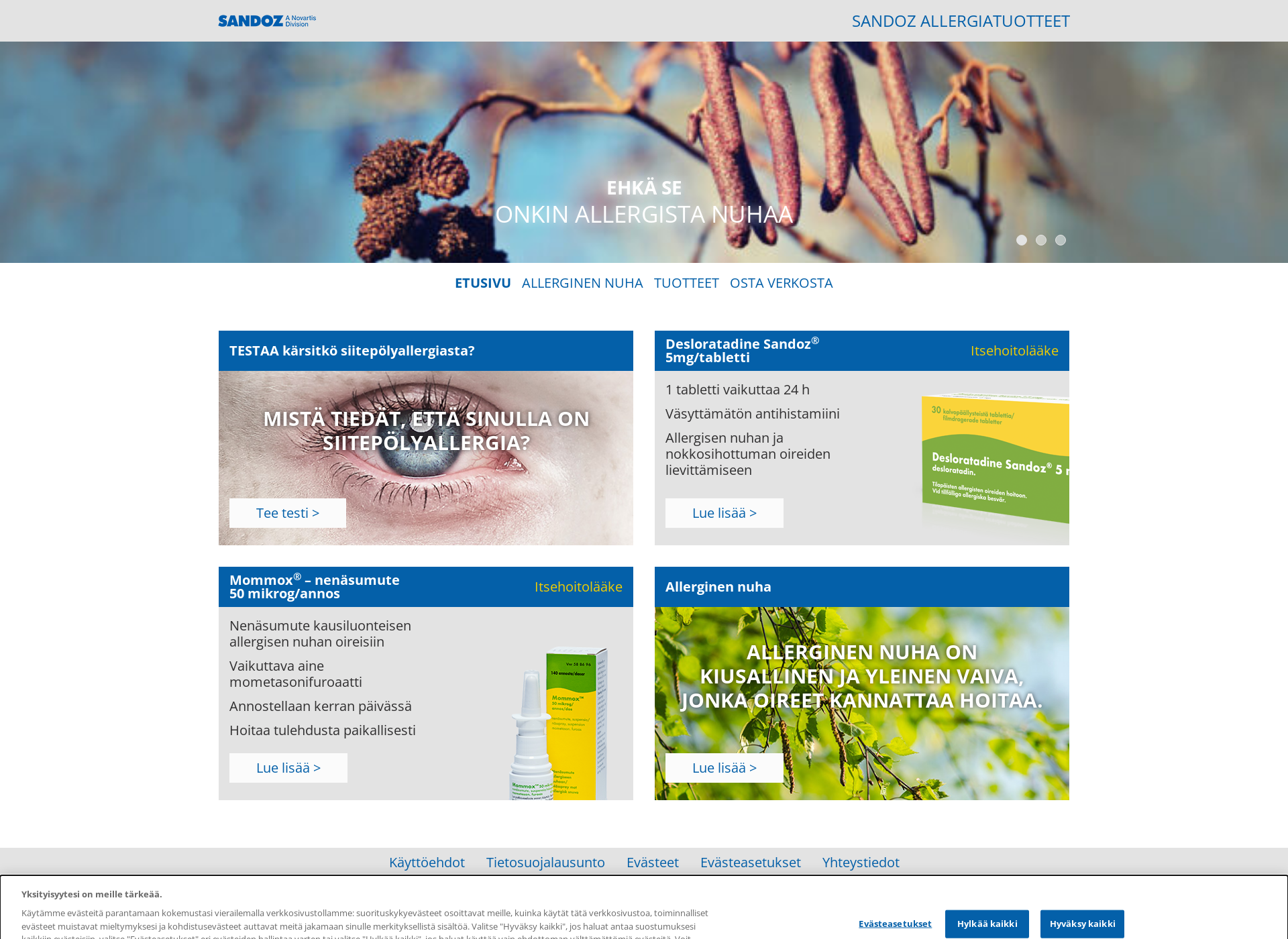 Screenshot for sandoz-allergia.fi