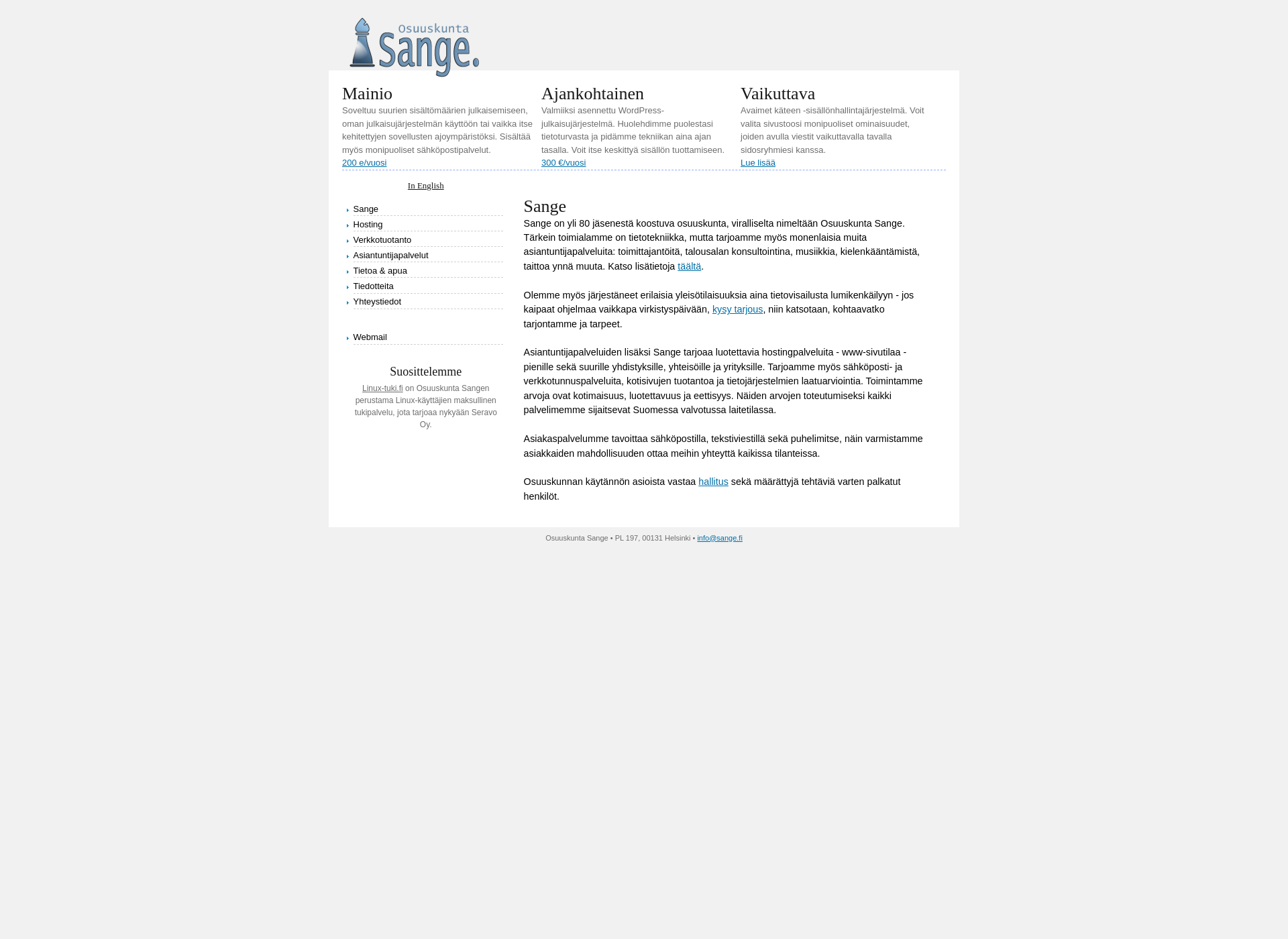 Screenshot for sange.fi