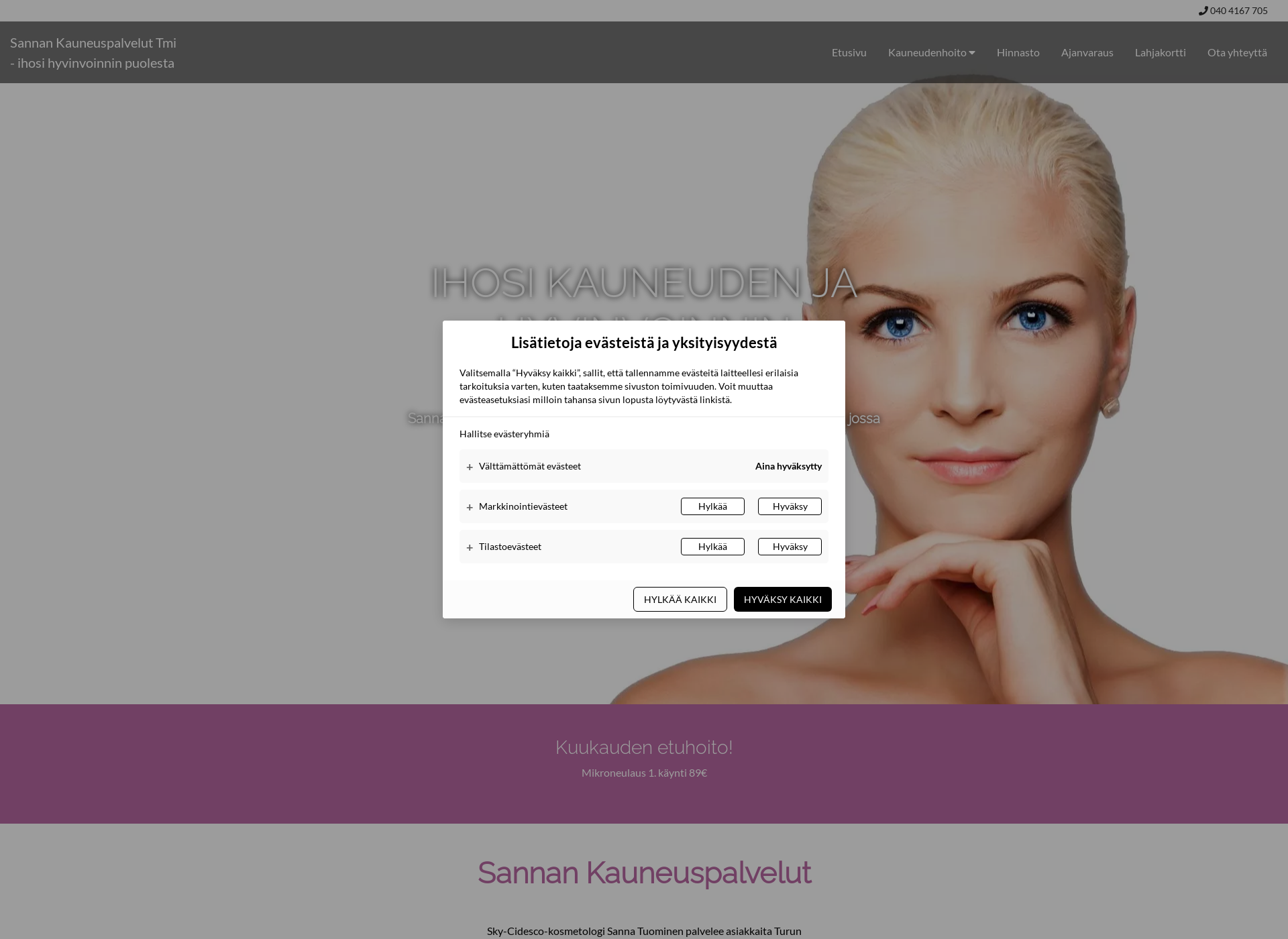 Screenshot for sannankauneuspalvelut.fi