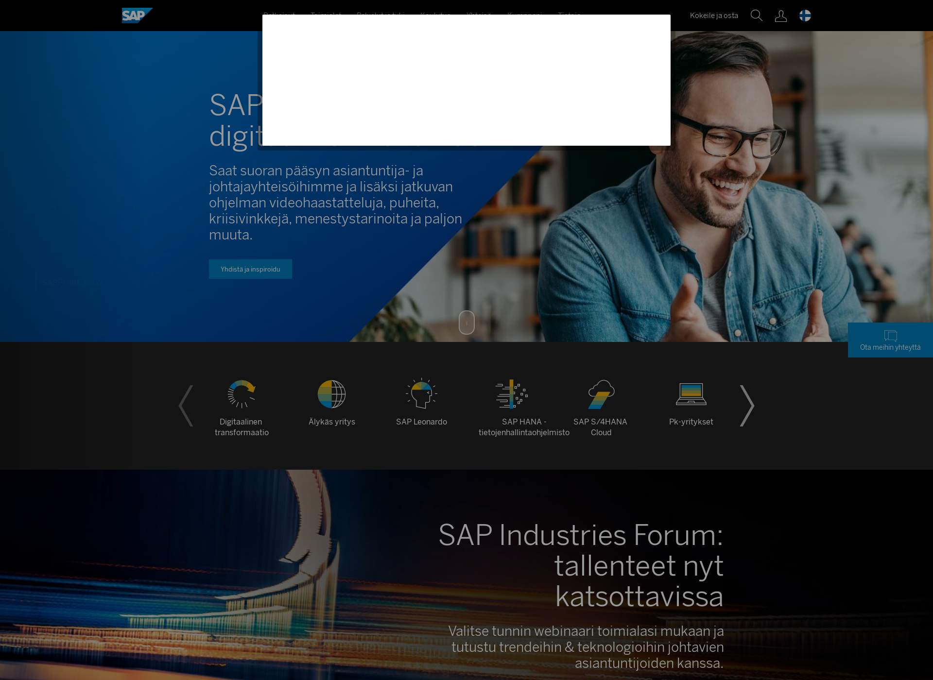 Skärmdump för sap.fi