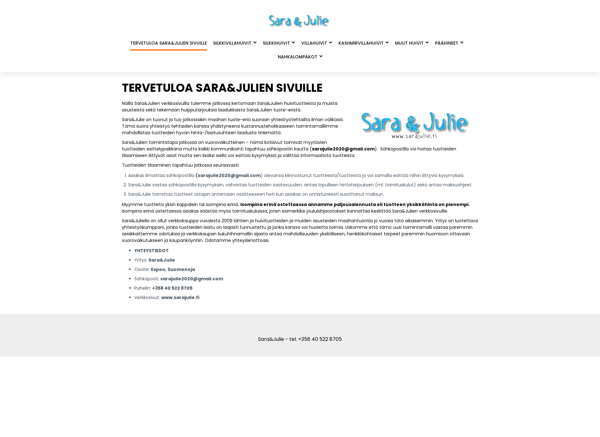 Skärmdump för sarajulie.fi