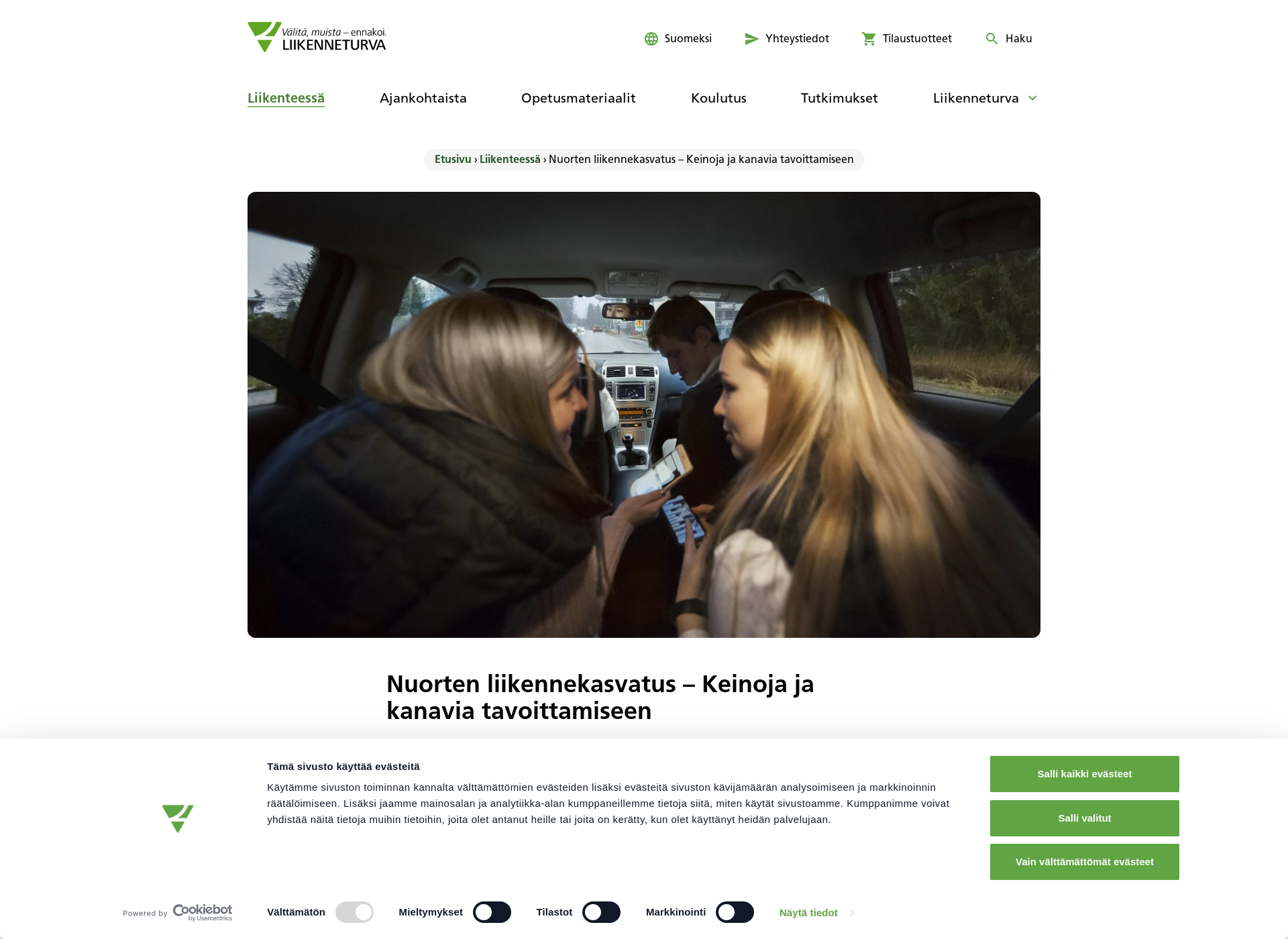 Skärmdump för sarmanaliikenteessa.fi