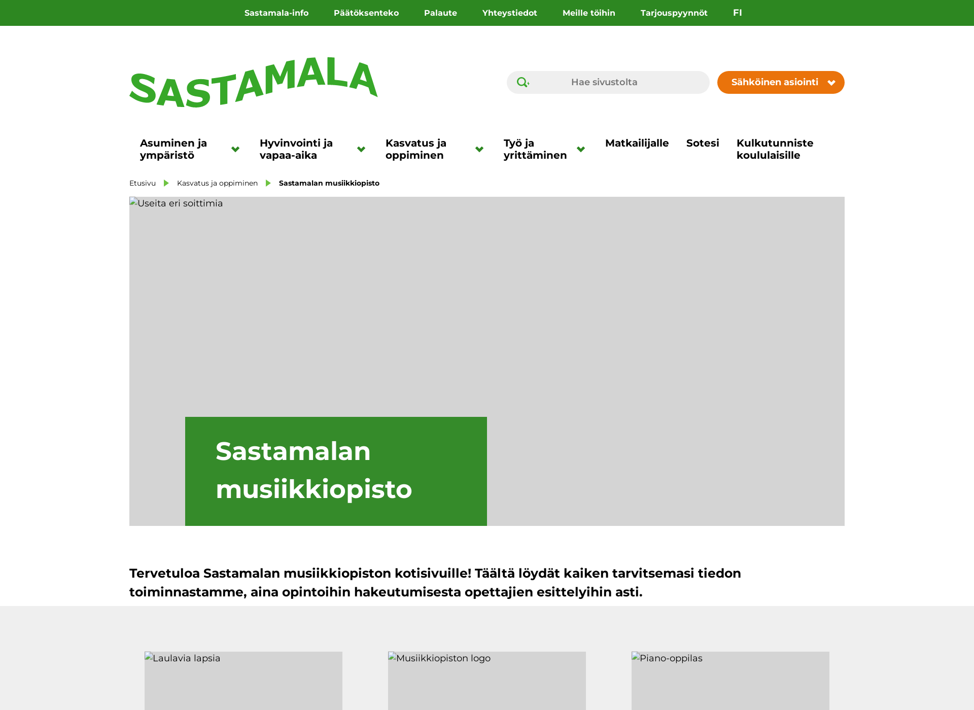 Skärmdump för sastamalanmusiikkiopisto.fi