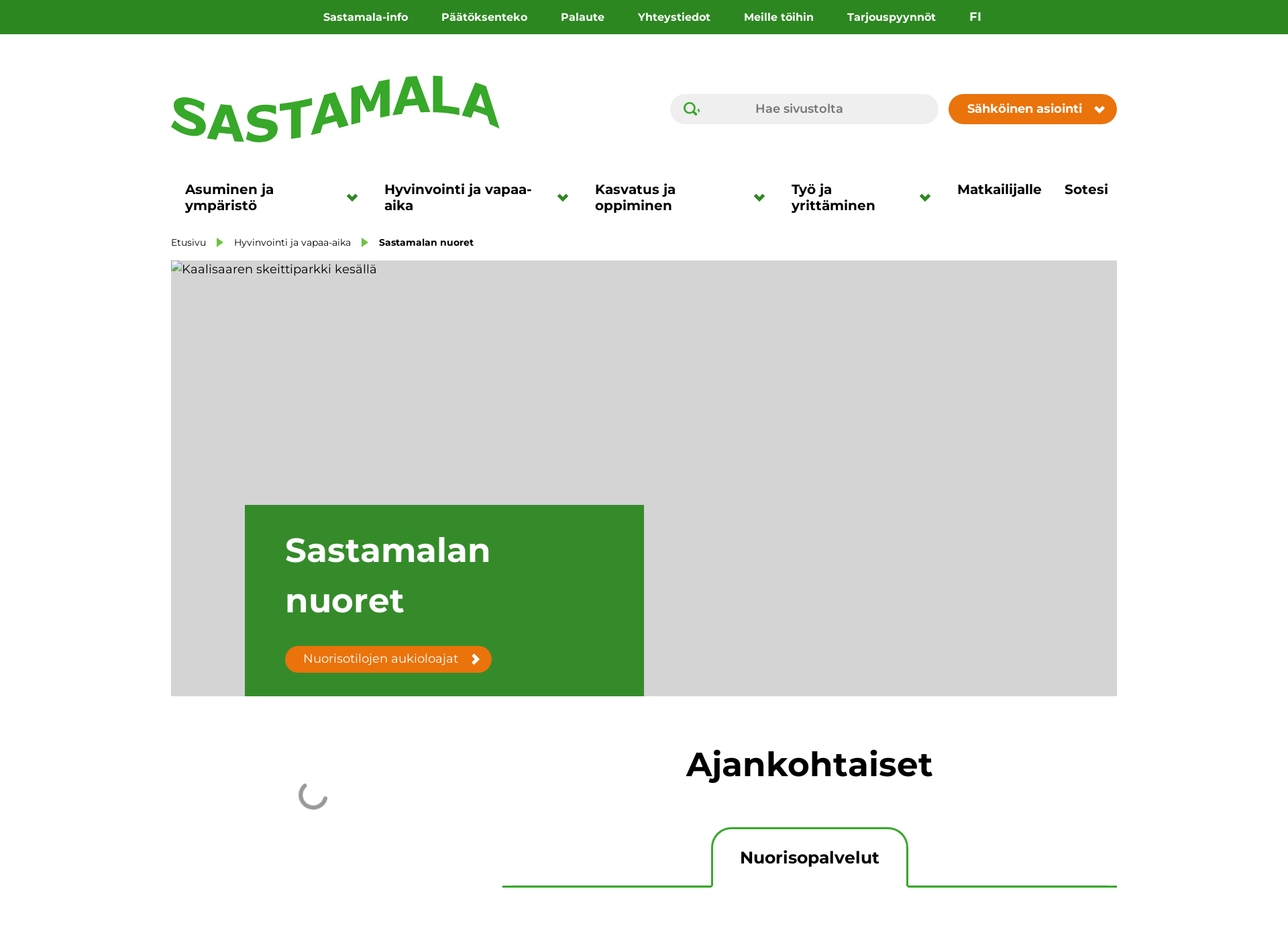 Screenshot for sastamalannuoret.fi