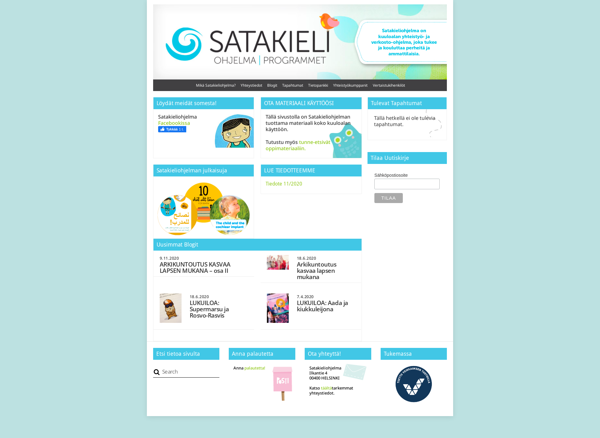 Skärmdump för satakieliohjelma.fi