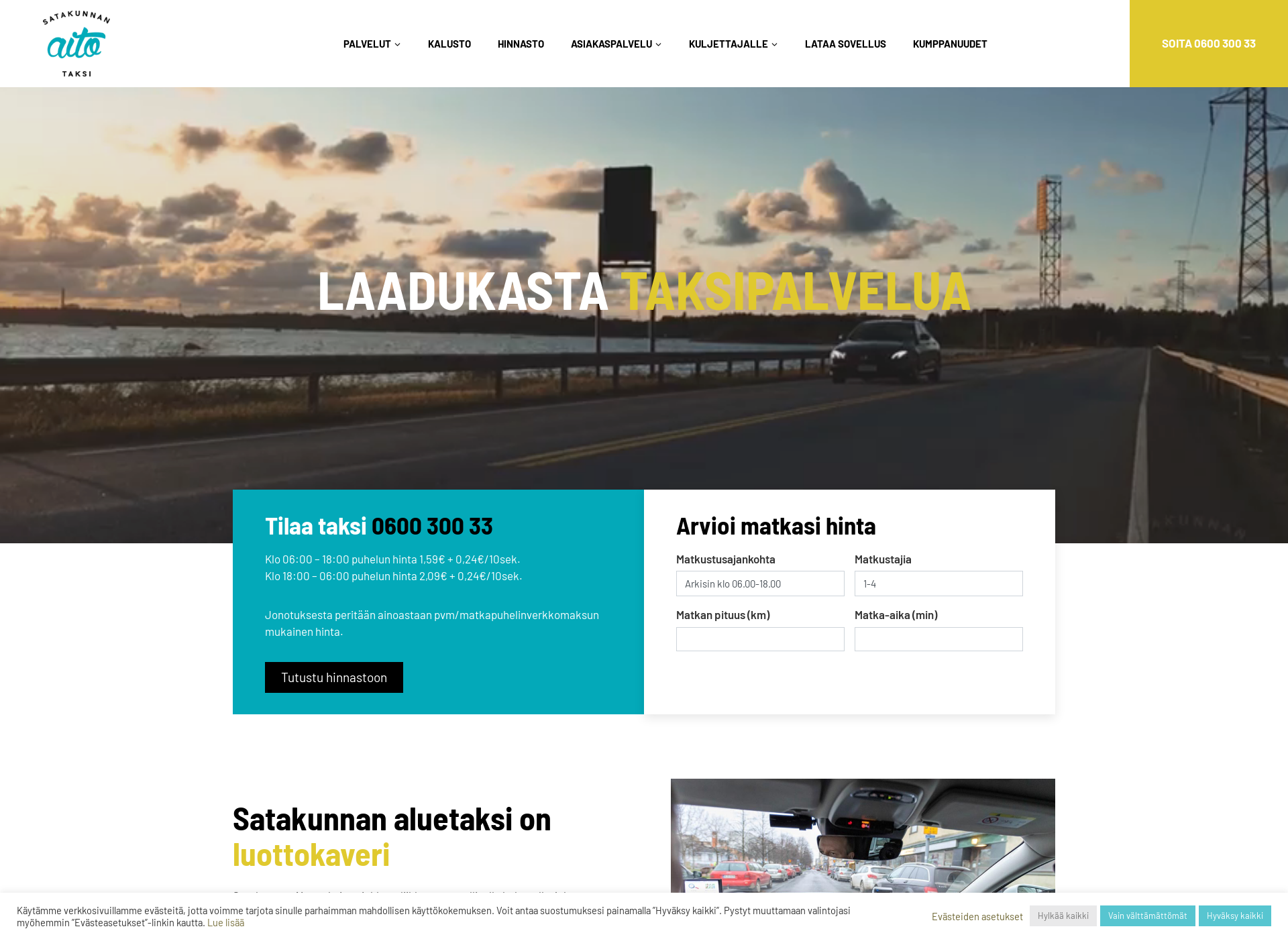 Screenshot for satakunnanaluetaksi.fi