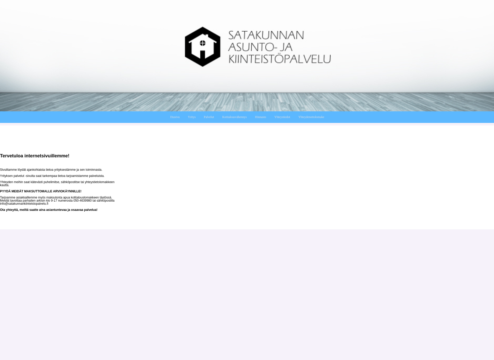 Skärmdump för satakunnankiinteistopalvelu.fi