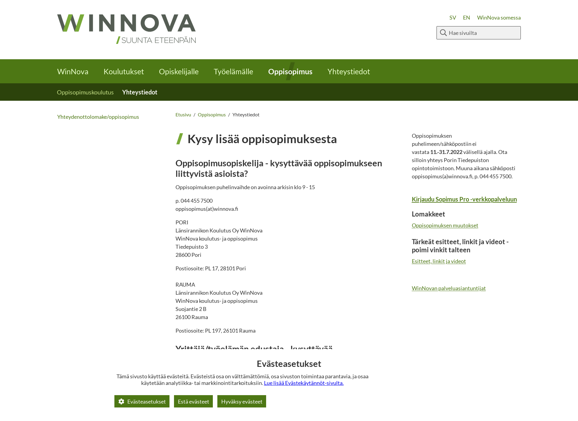 Screenshot for satakunnanoppisopimuskeskus.fi