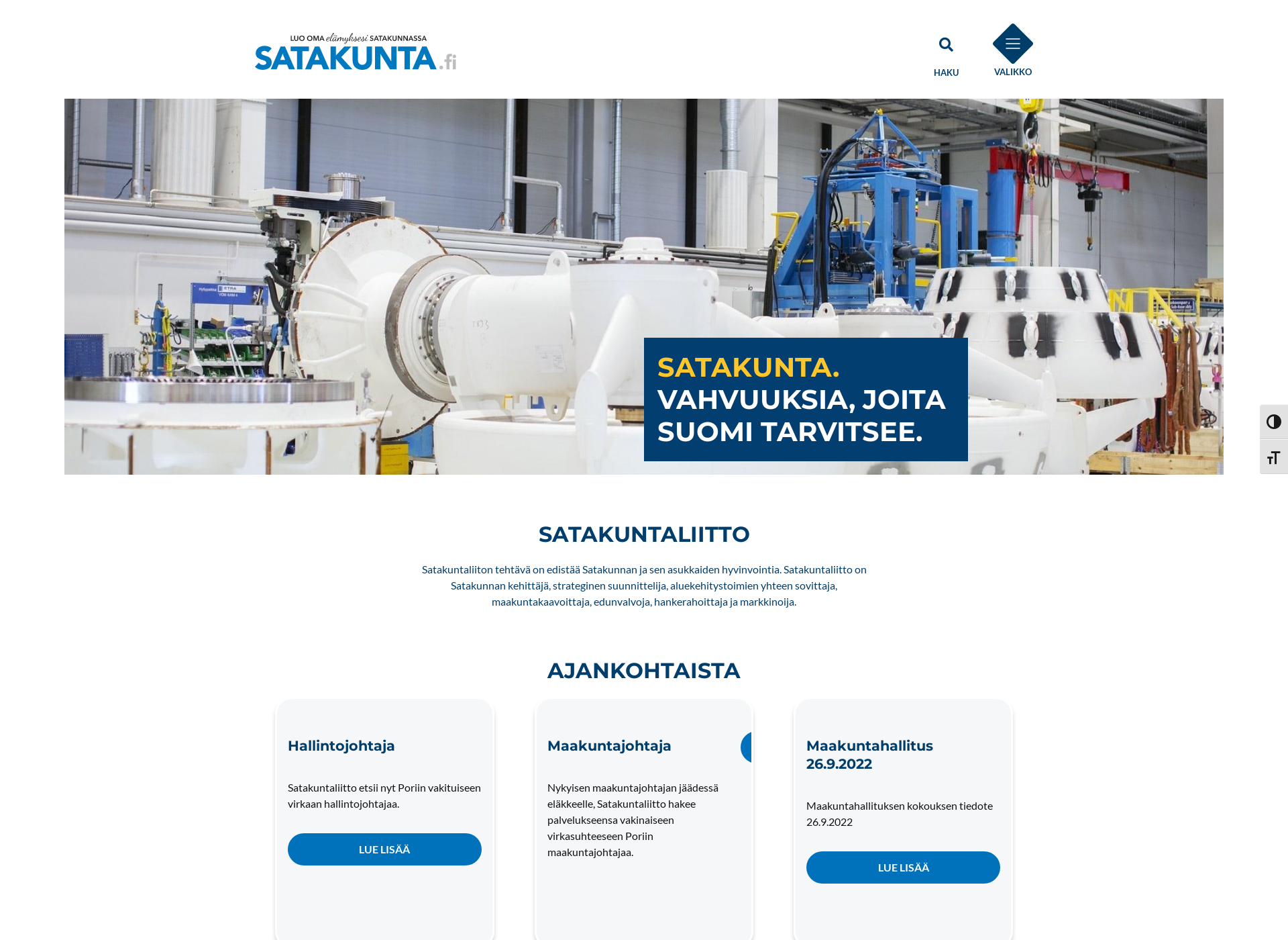 Skärmdump för satakunta.fi