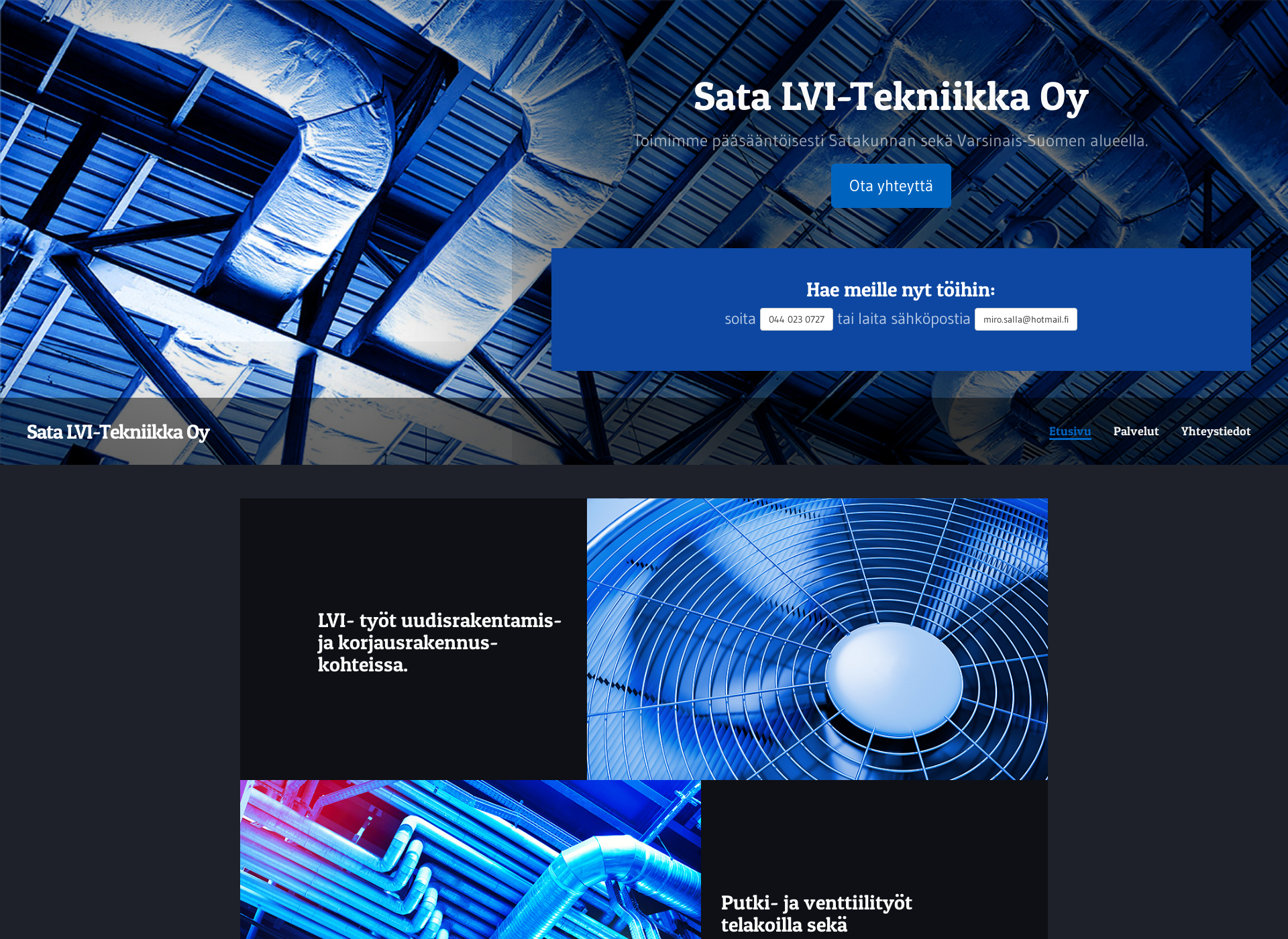 Skärmdump för satalvi-tekniikka.fi