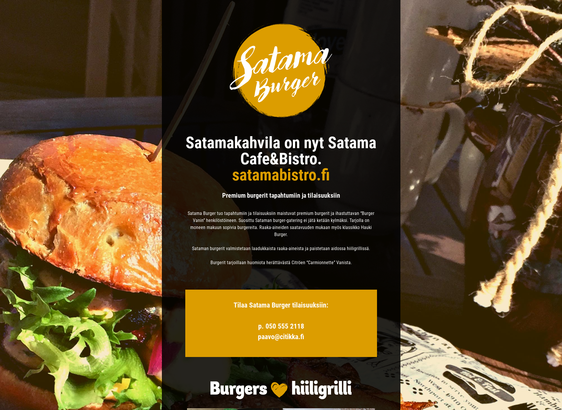 Skärmdump för satamaburger.fi