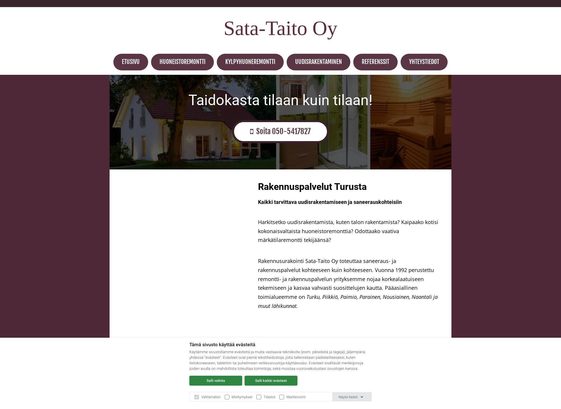 Skärmdump för satataito.fi
