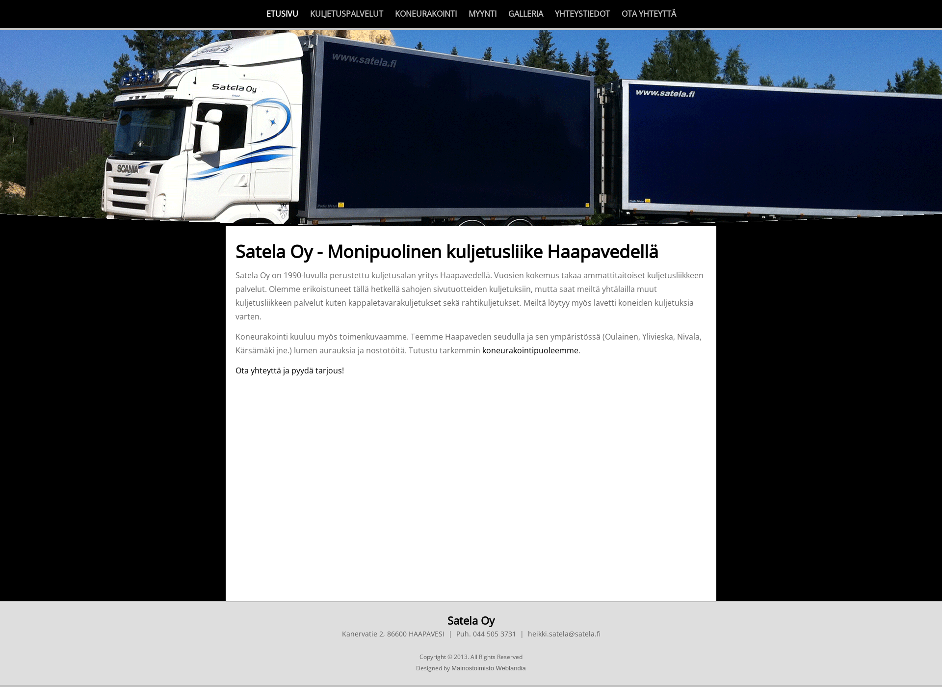 Skärmdump för satela.fi
