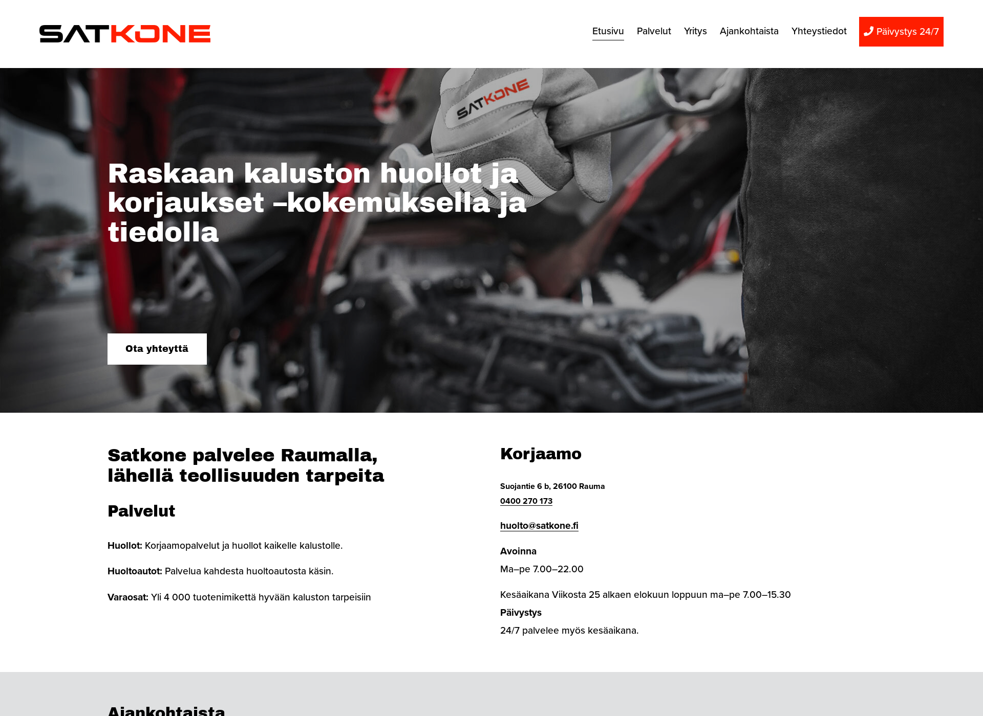 Skärmdump för satkone.fi