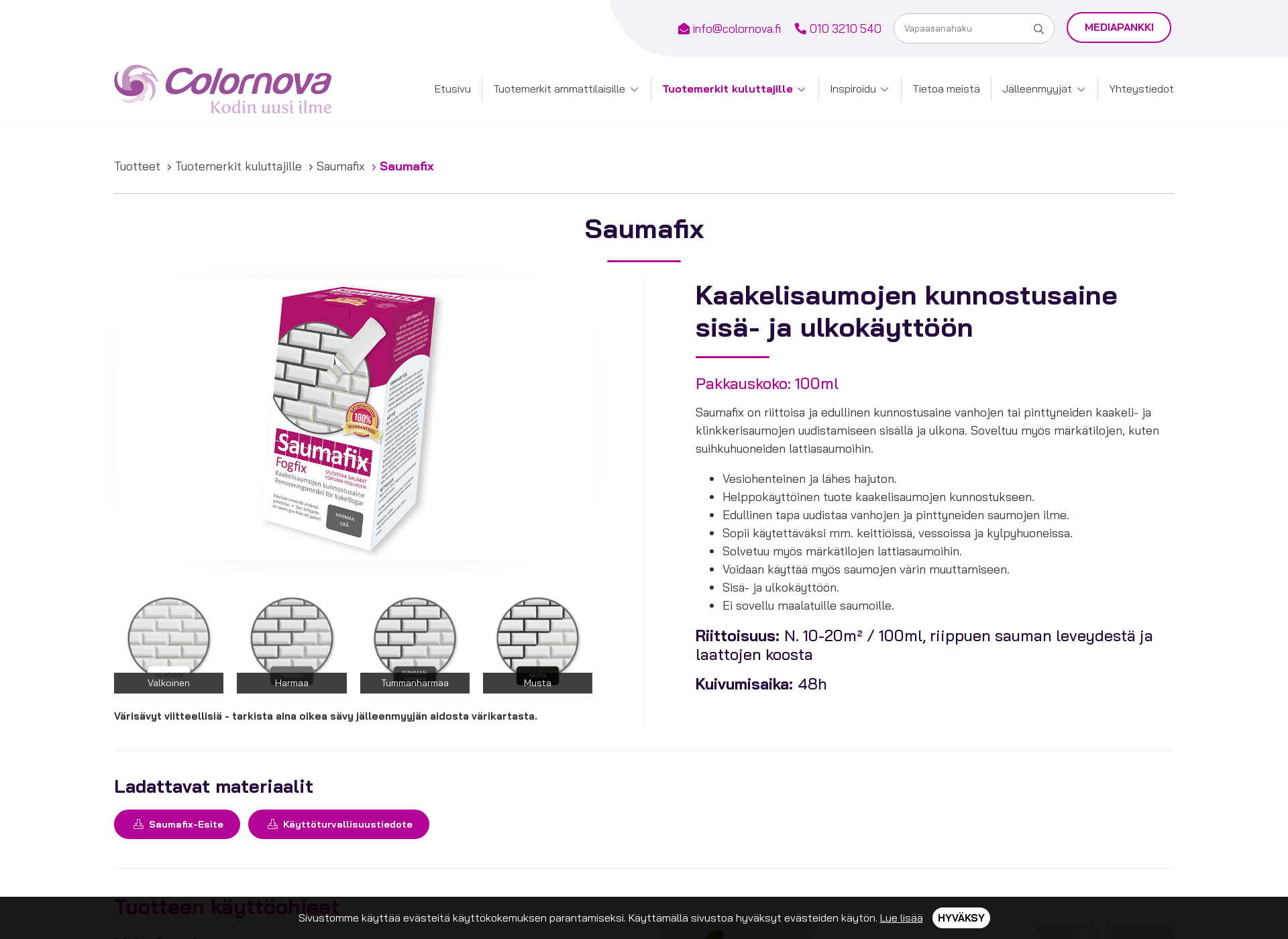 Skärmdump för saumafix.fi