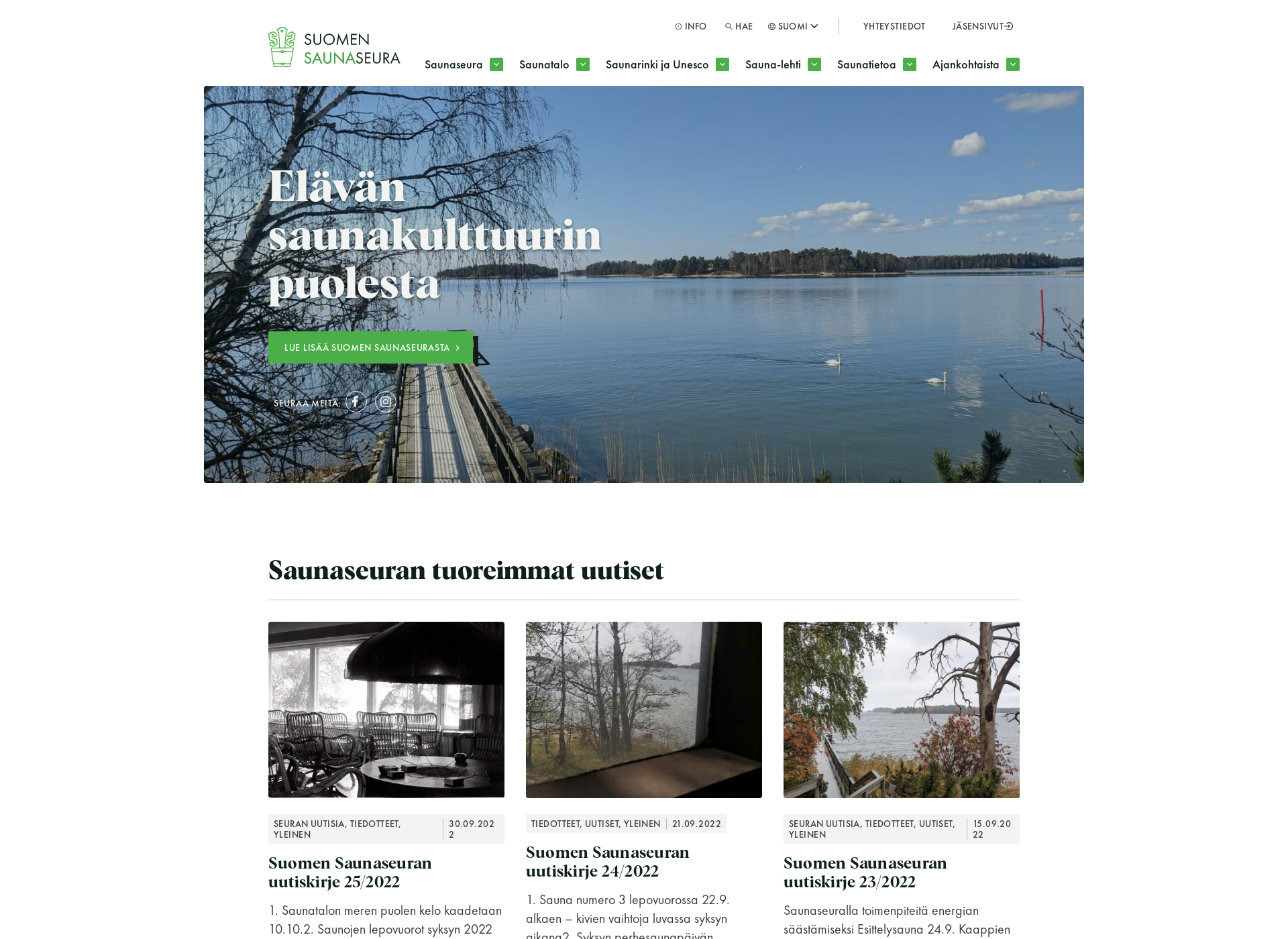 Skärmdump för sauna.fi