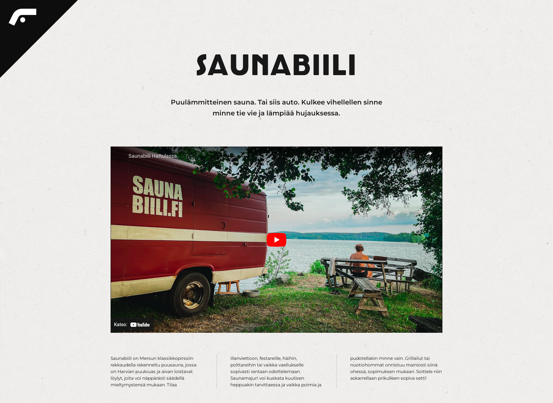 Skärmdump för saunabiili.fi