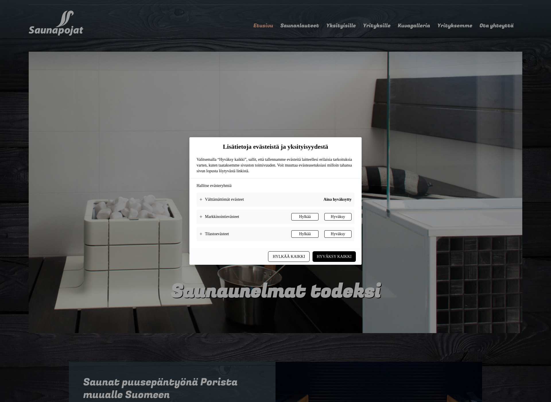 Screenshot for saunapojat.fi