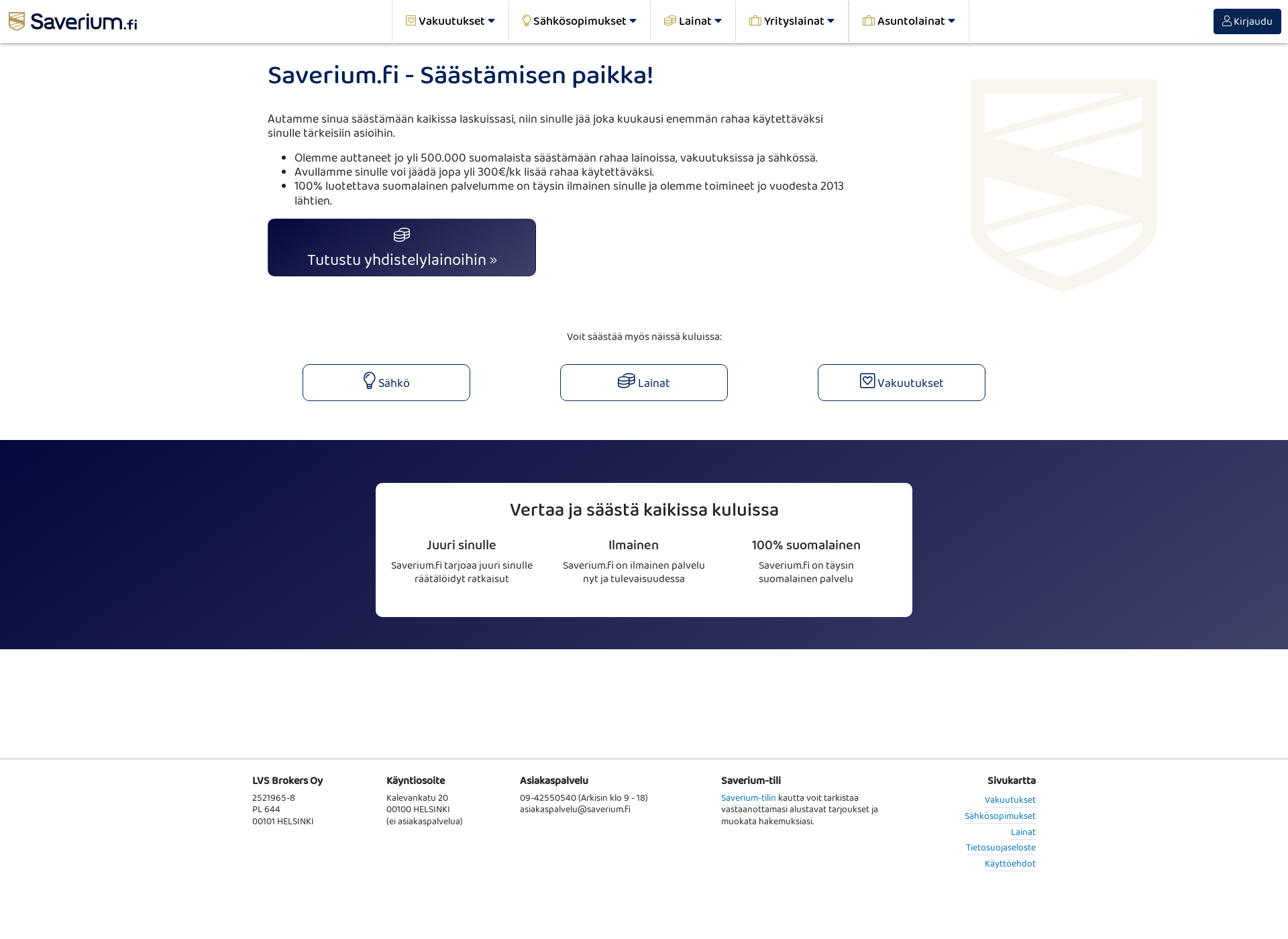 Screenshot for saverium.fi
