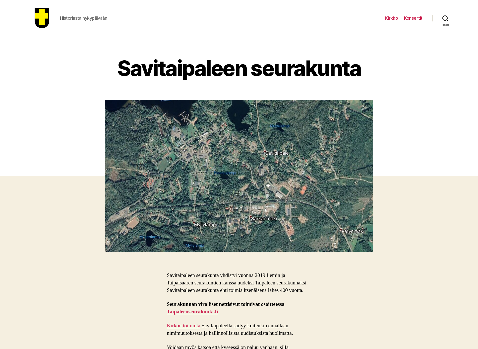 Skärmdump för savitaipaleenseurakunta.fi