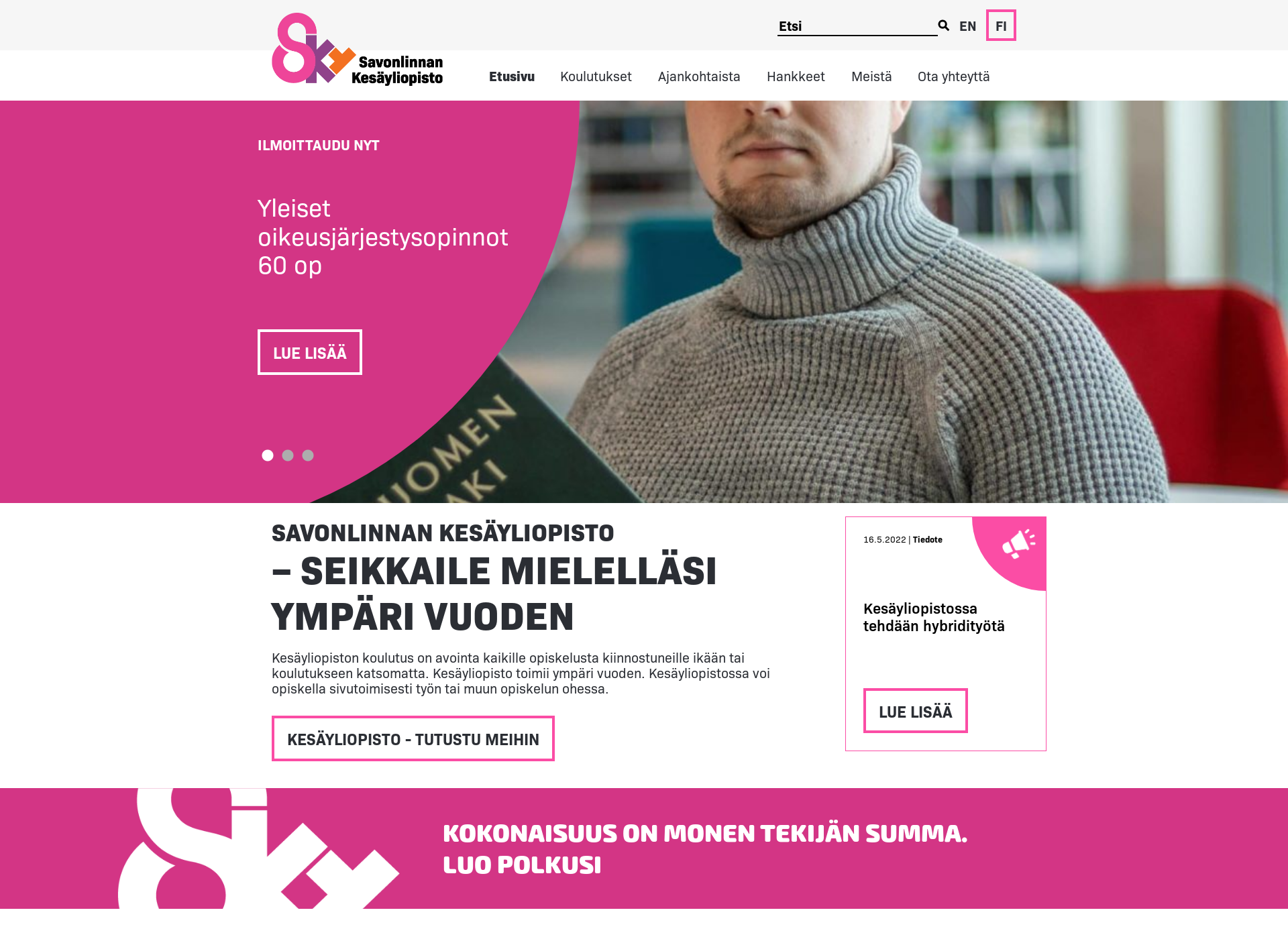 Screenshot for savonlinnankesayliopisto.fi