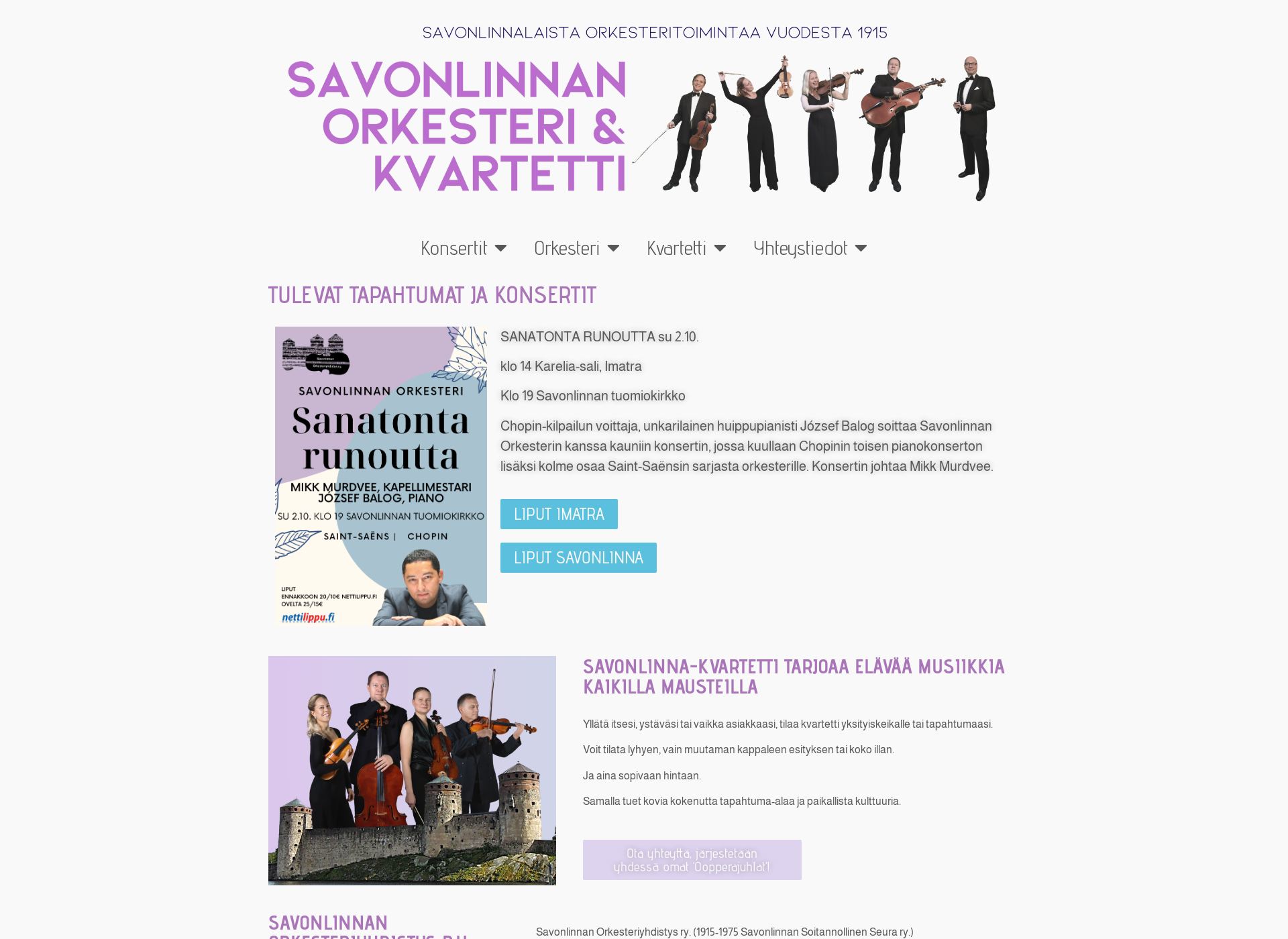 Screenshot for savonlinnanorkesteri.fi