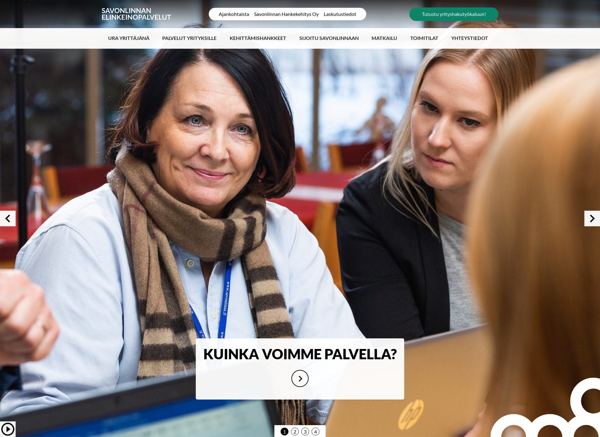 Skärmdump för savonlinnanyrityspalvelut.fi