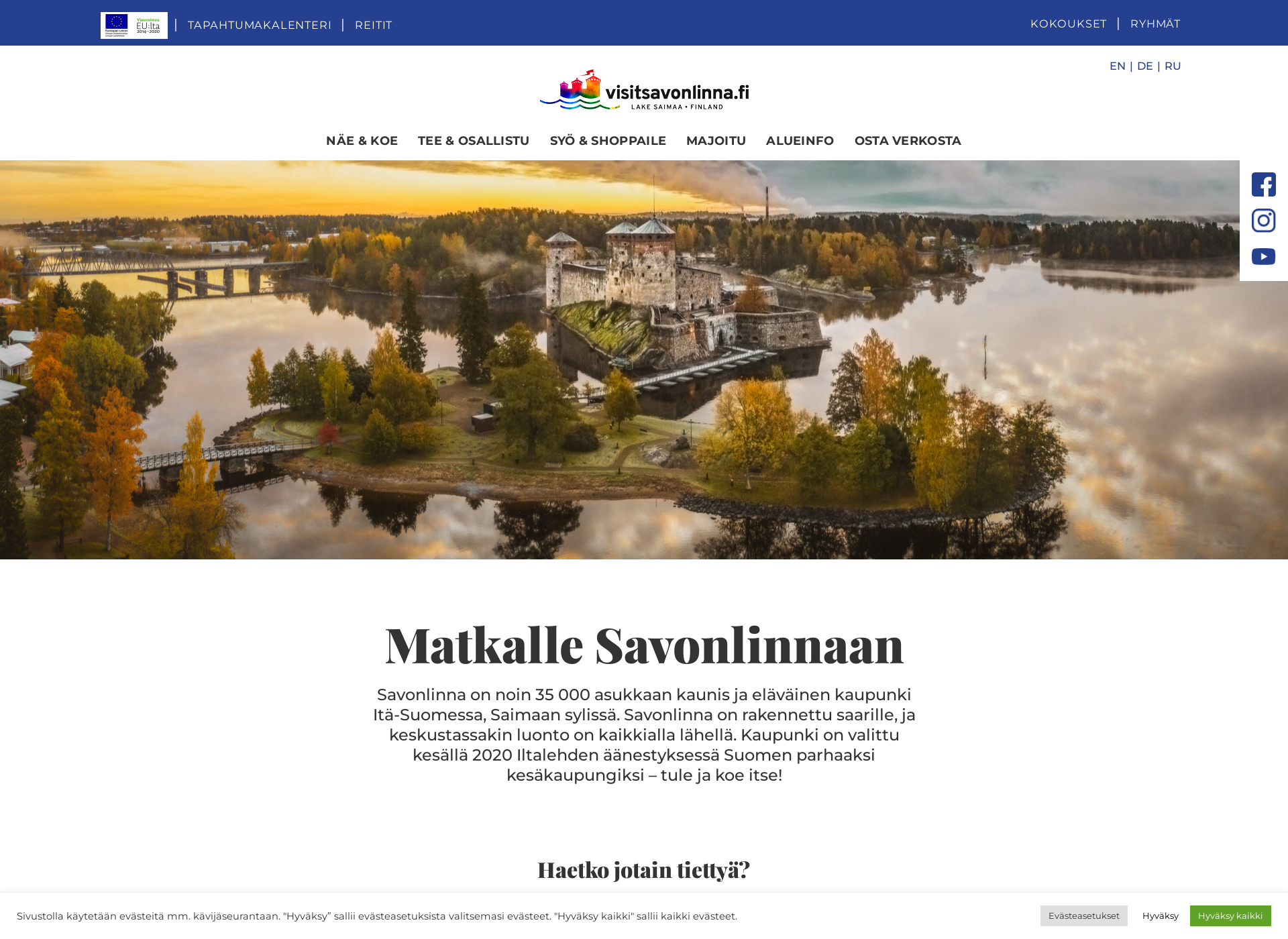 Skärmdump för savonlinnatravel.fi