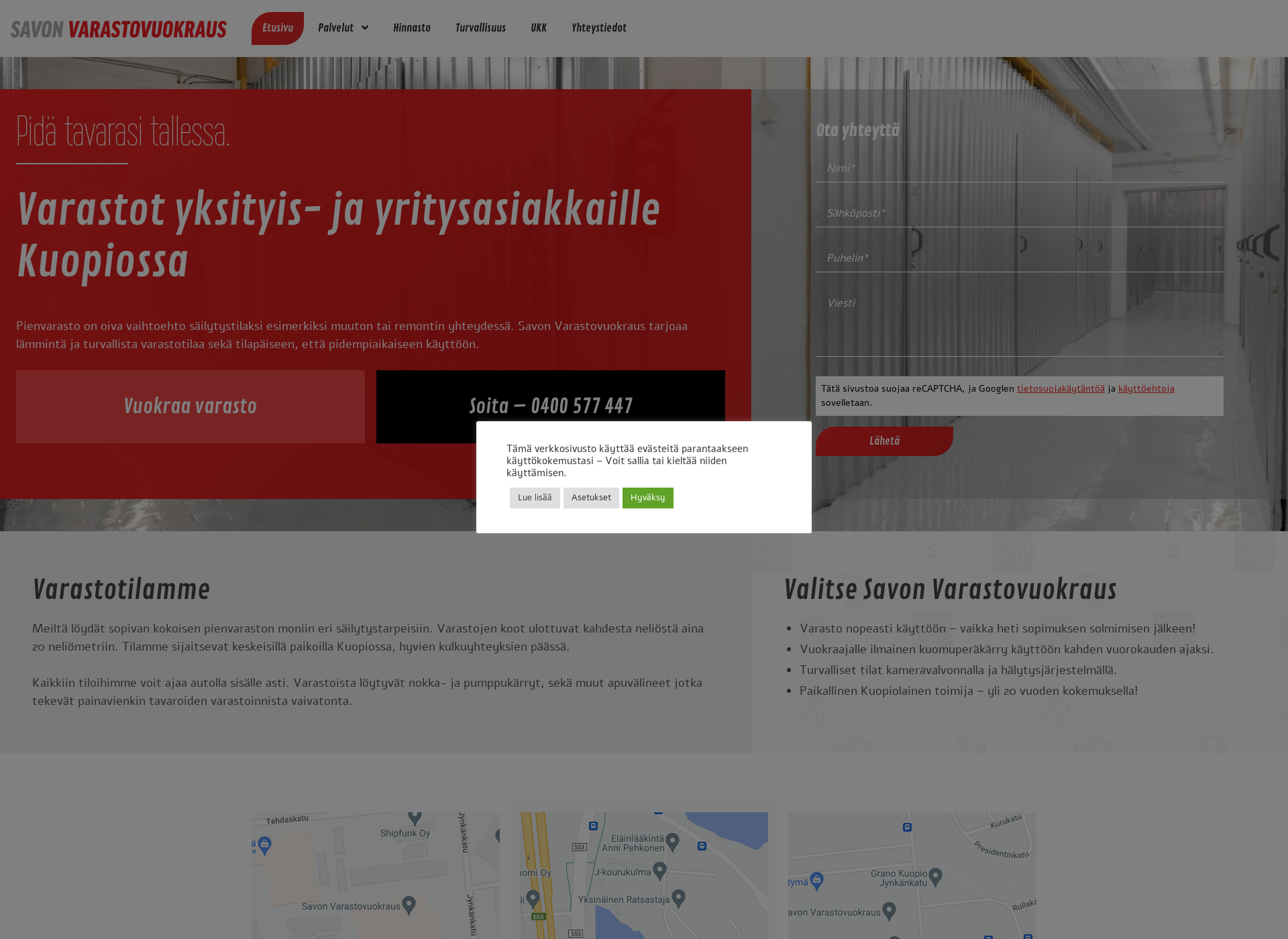 Screenshot for savonvarastovuokraus.fi