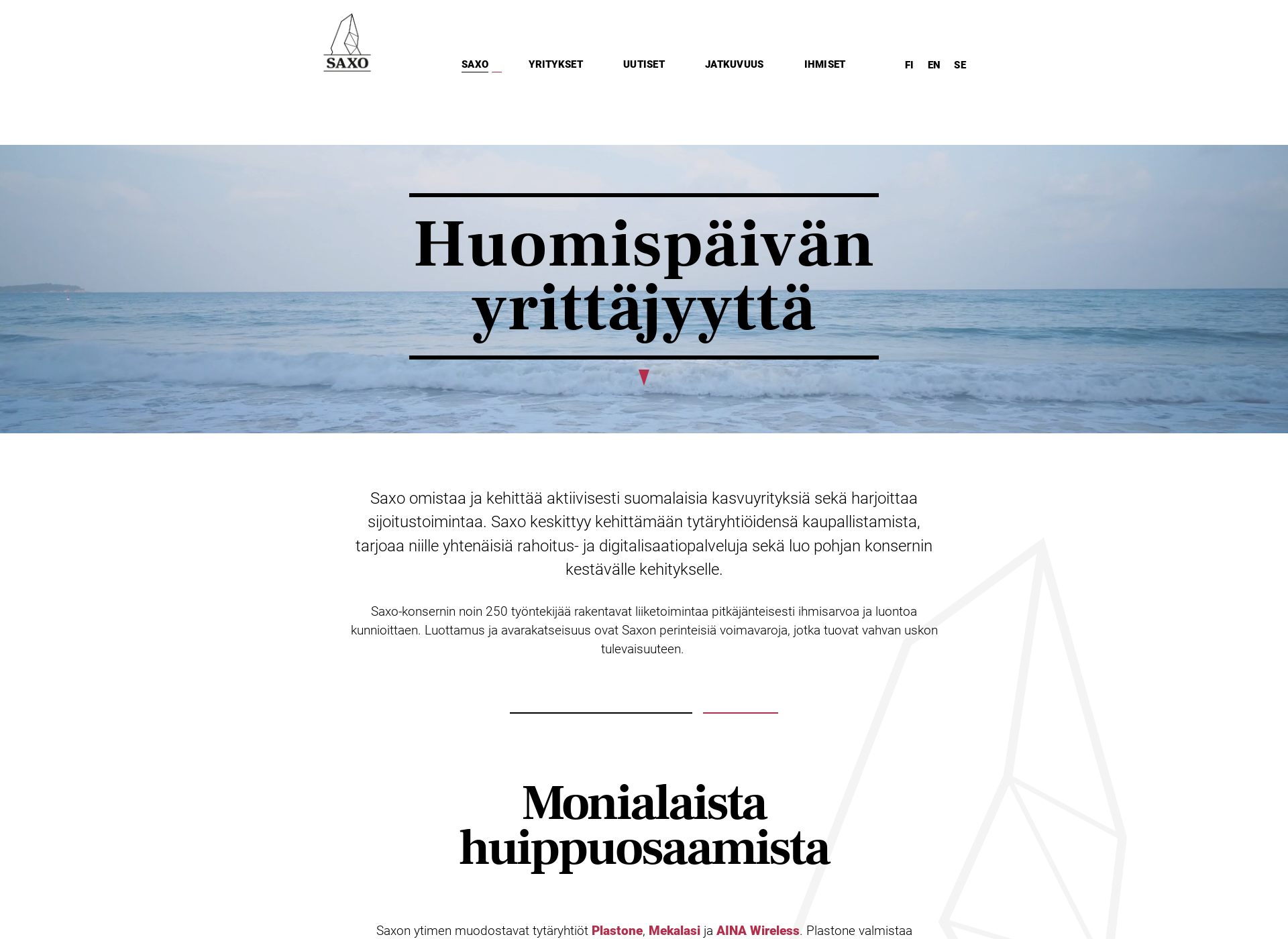 Skärmdump för saxo.fi