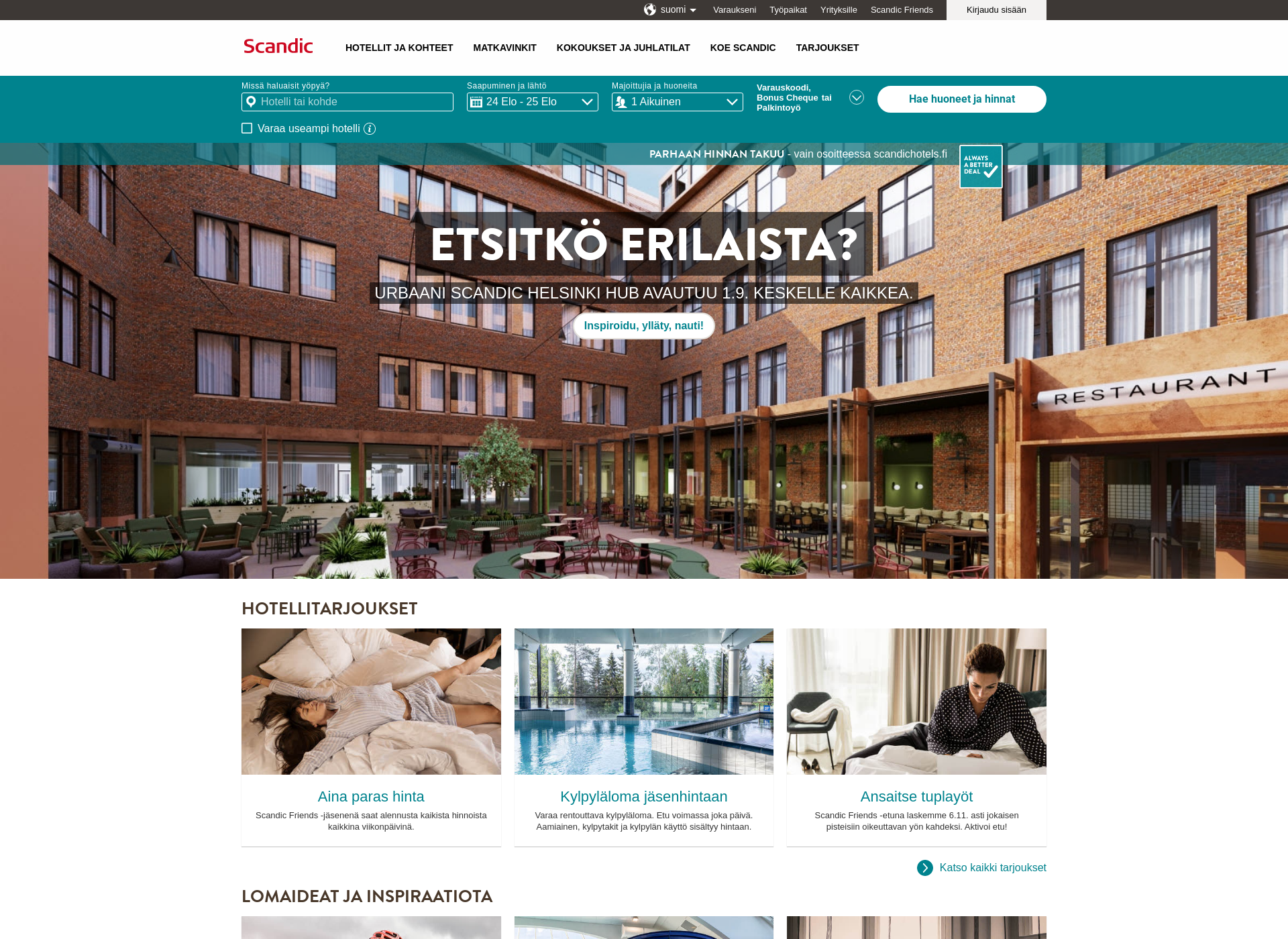 Skärmdump för scandic-hotel.fi