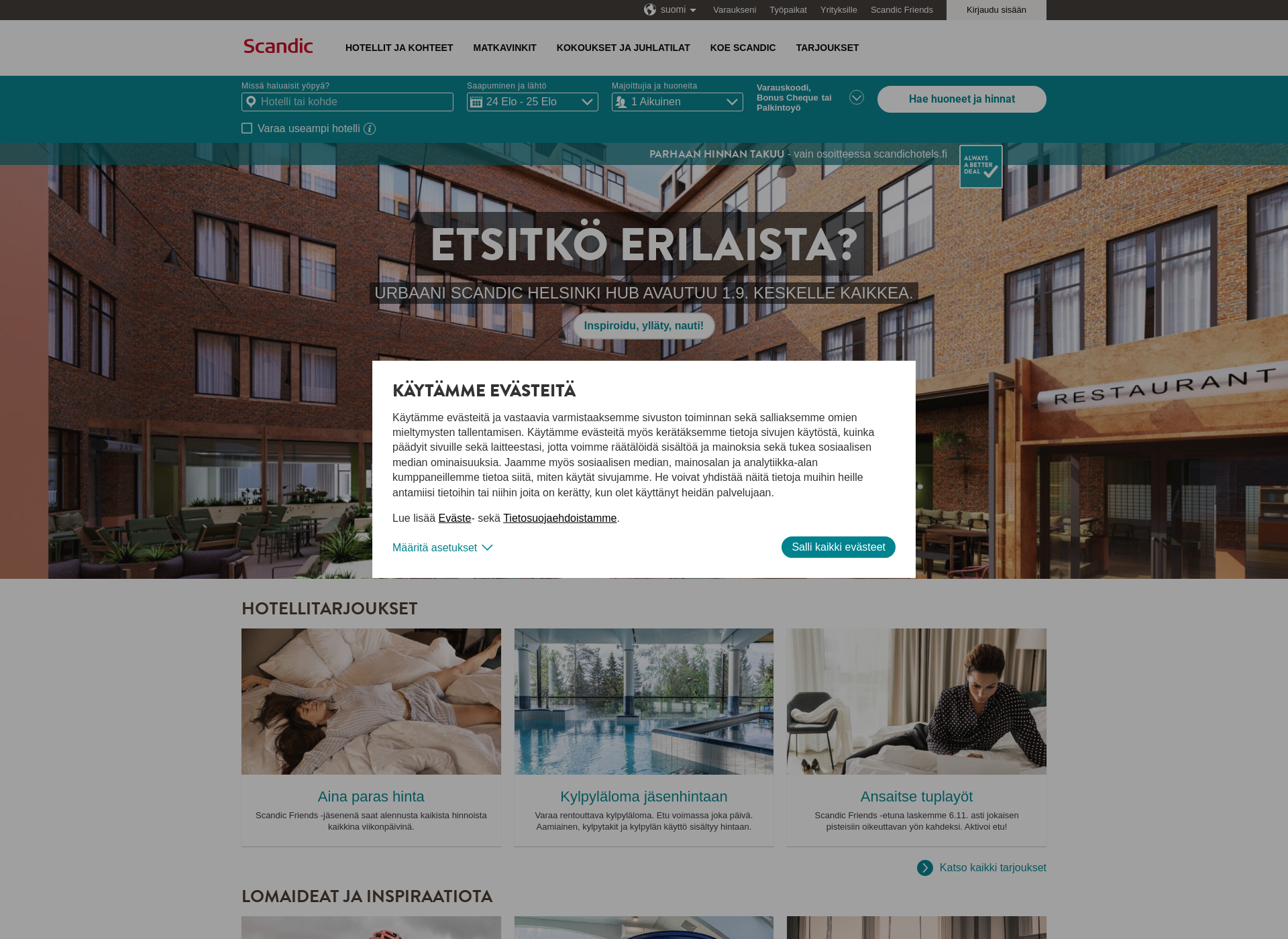 Skärmdump för scandic-hotels.fi