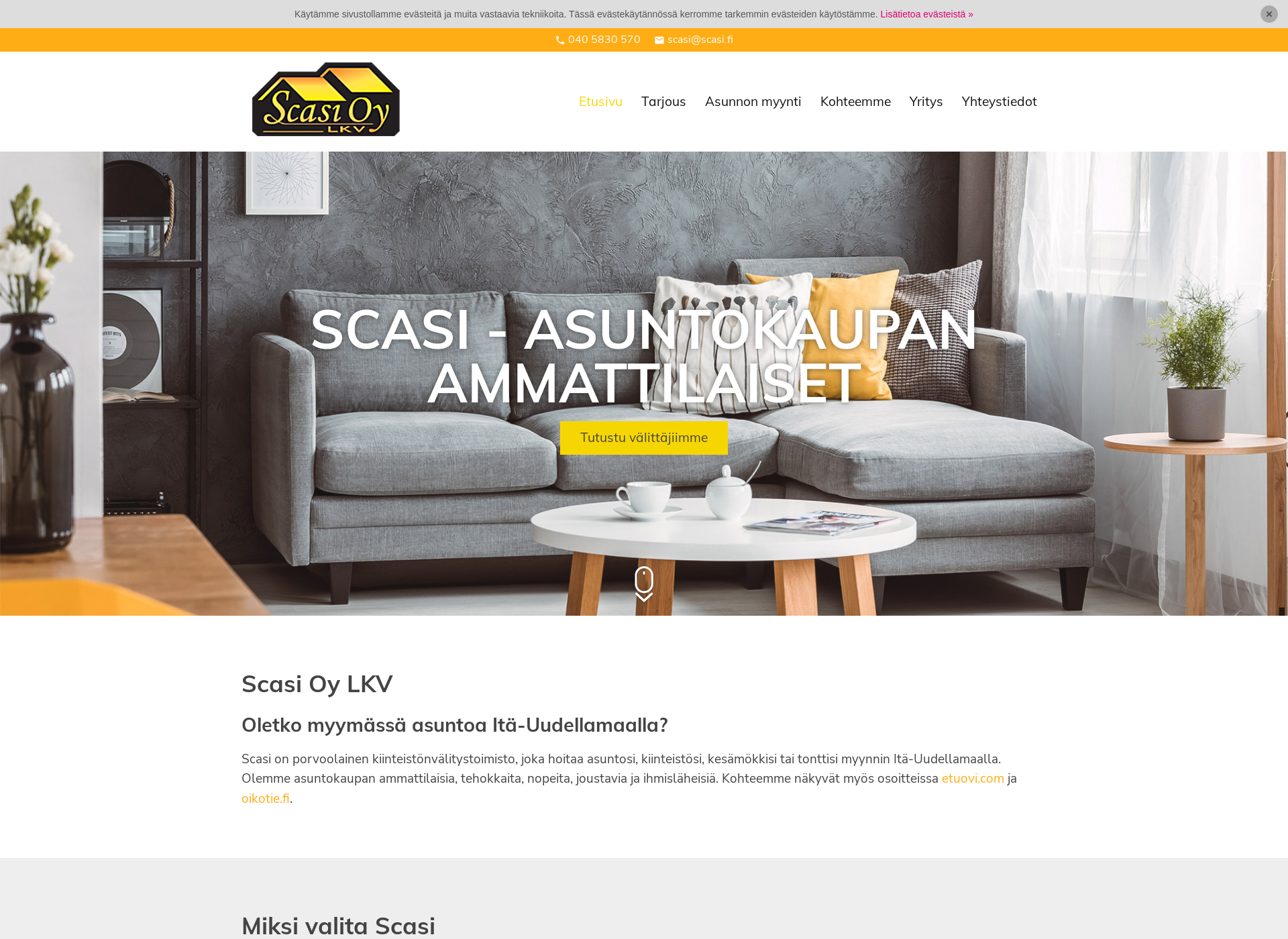 Skärmdump för scasi.fi
