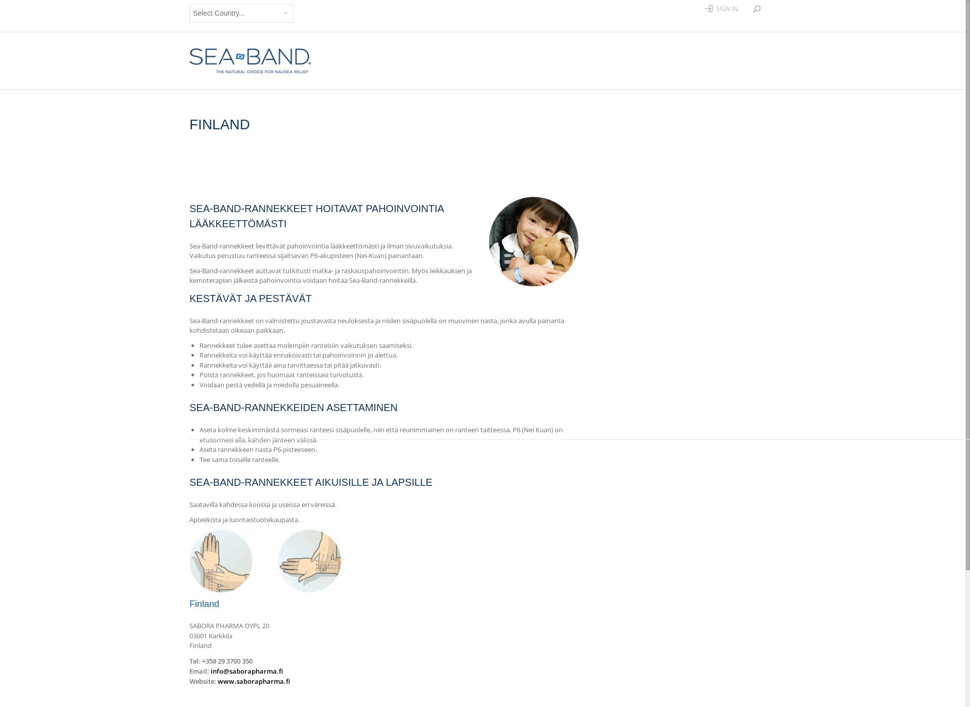 Skärmdump för seaband.fi