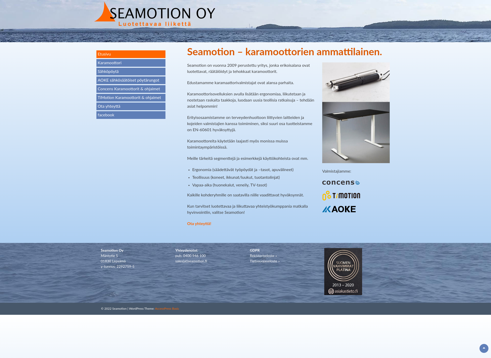 Skärmdump för seamotion.fi