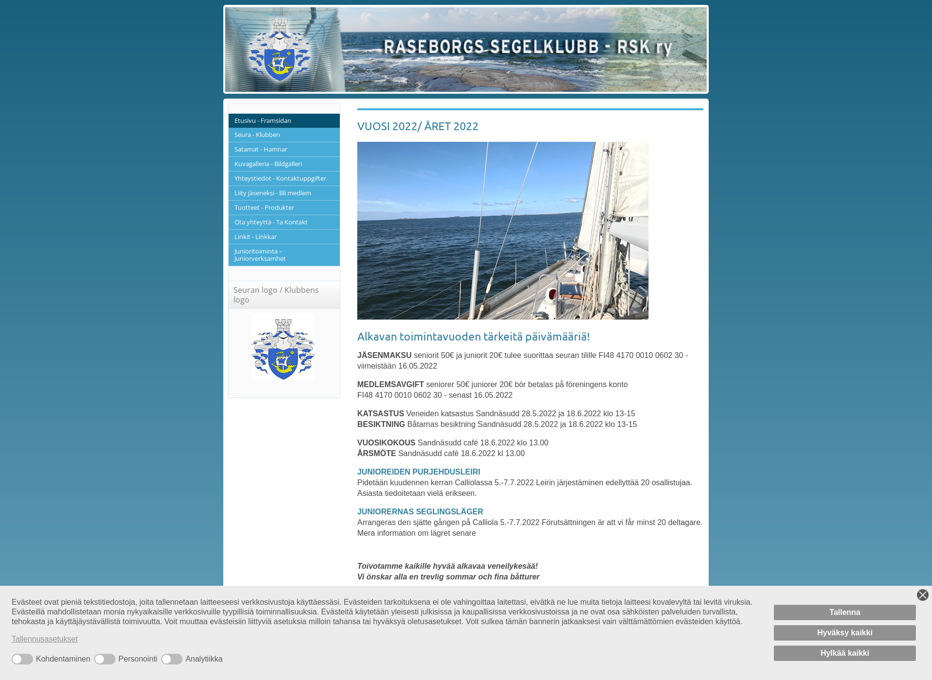 Screenshot for segelklubb.fi