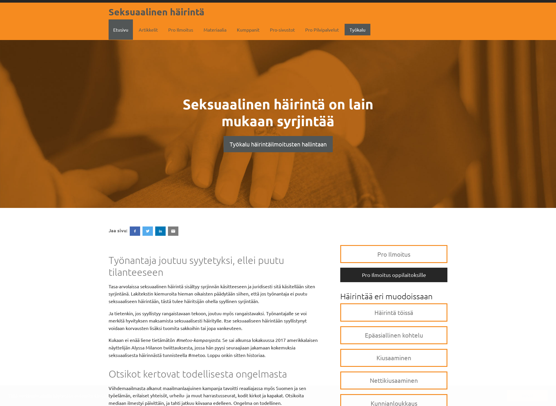 Skärmdump för seksuaalinenhairinta.fi