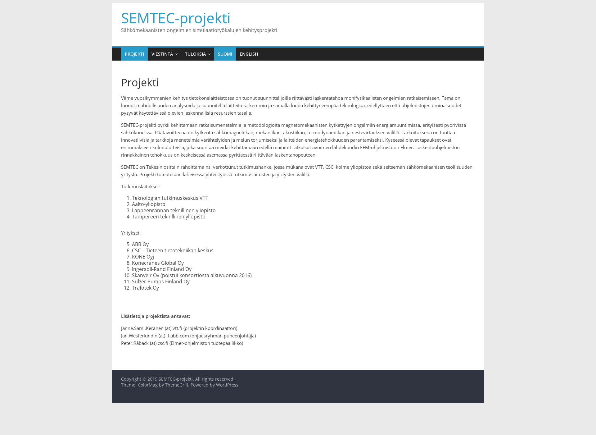 Skärmdump för semtec-project.fi
