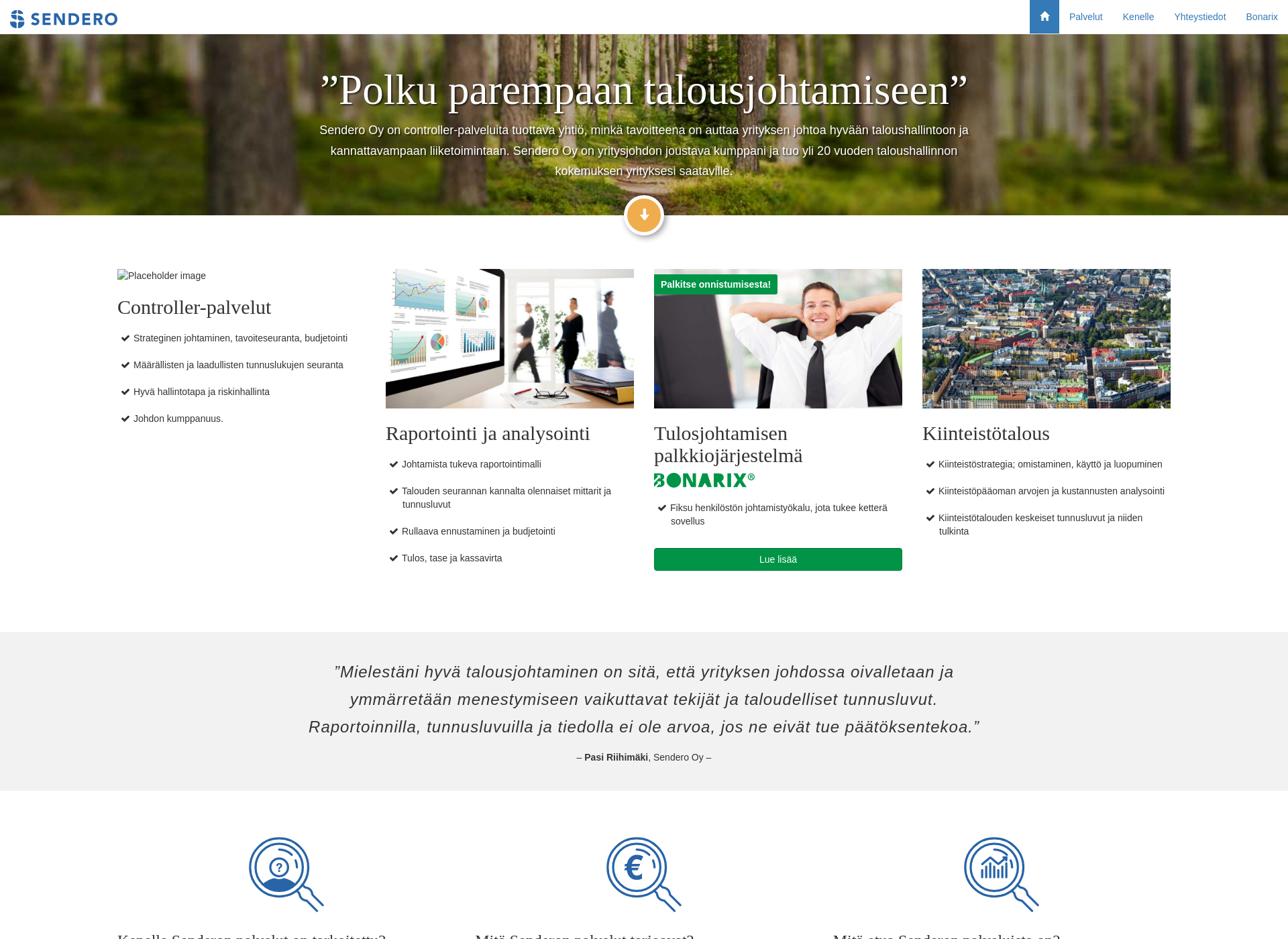 Skärmdump för sendero.fi