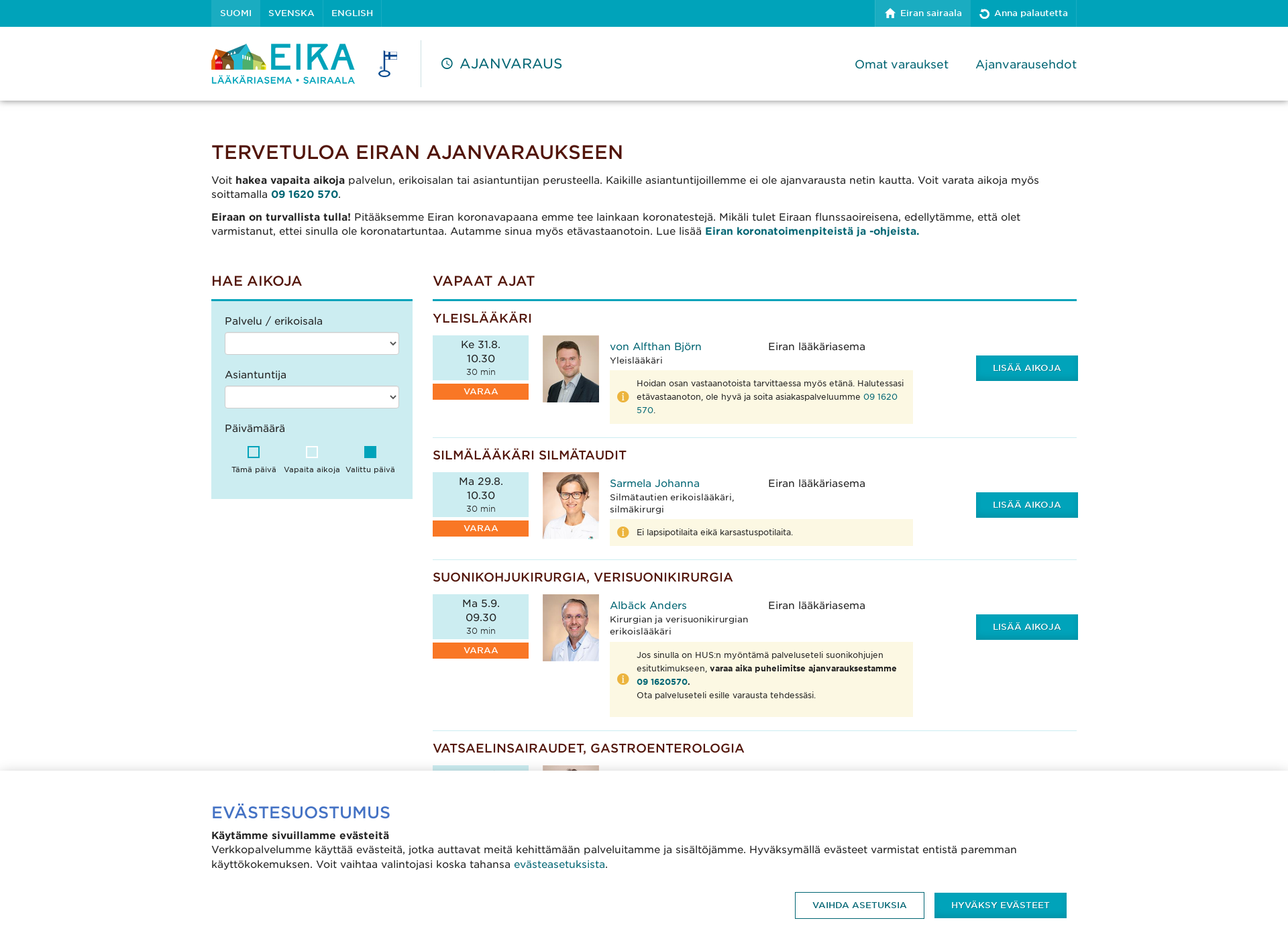 Screenshot for senioriklinikka.fi