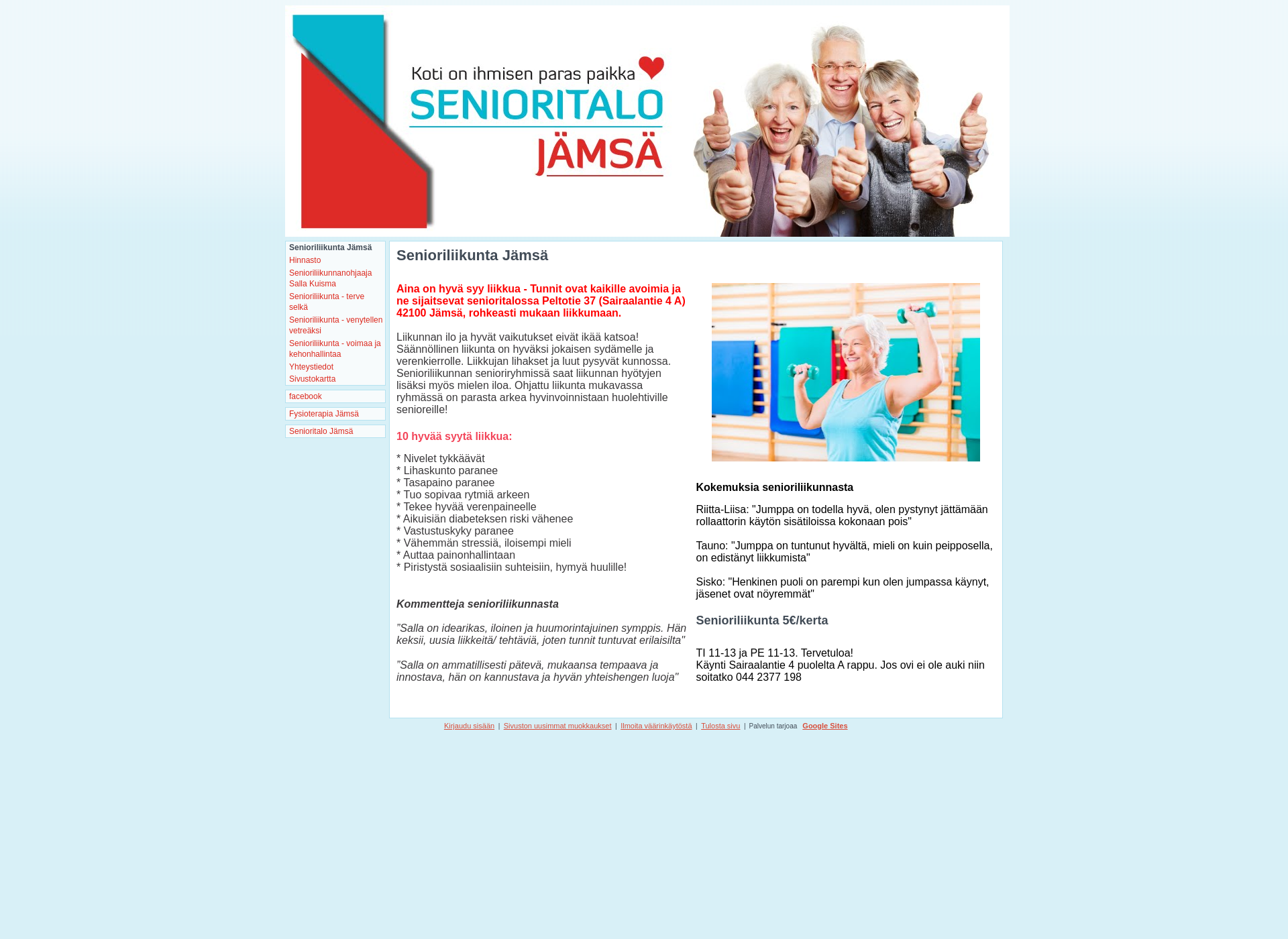 Screenshot for senioriliikuntajamsa.fi