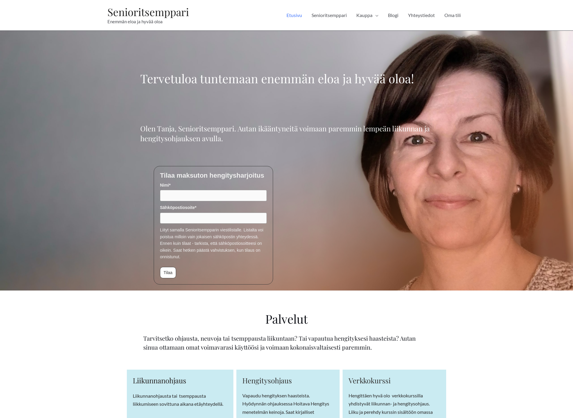 Skärmdump för senioritsemppari.fi