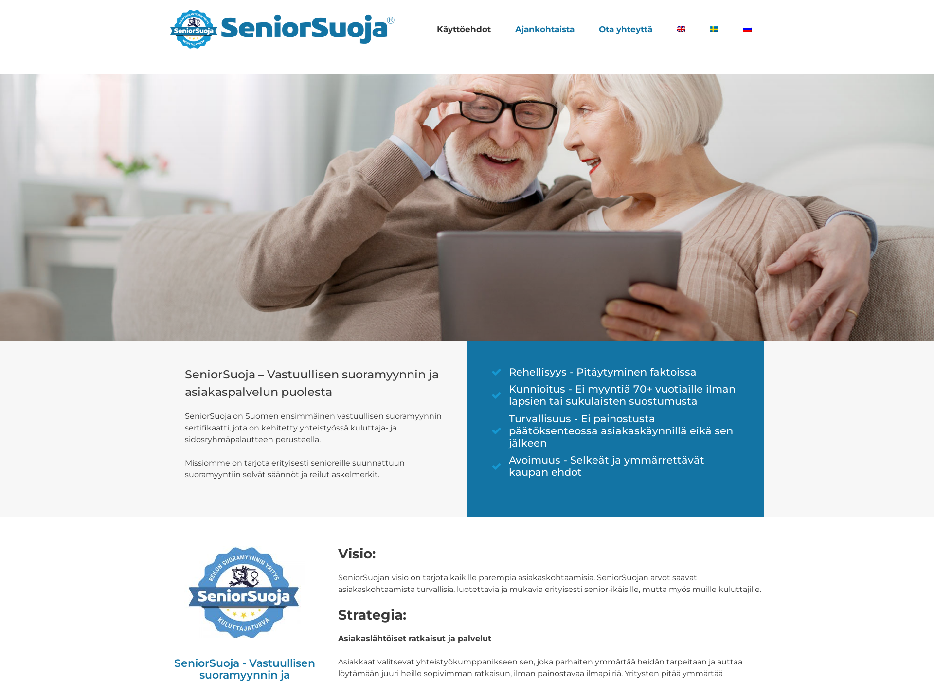 Skärmdump för seniorsuoja.fi