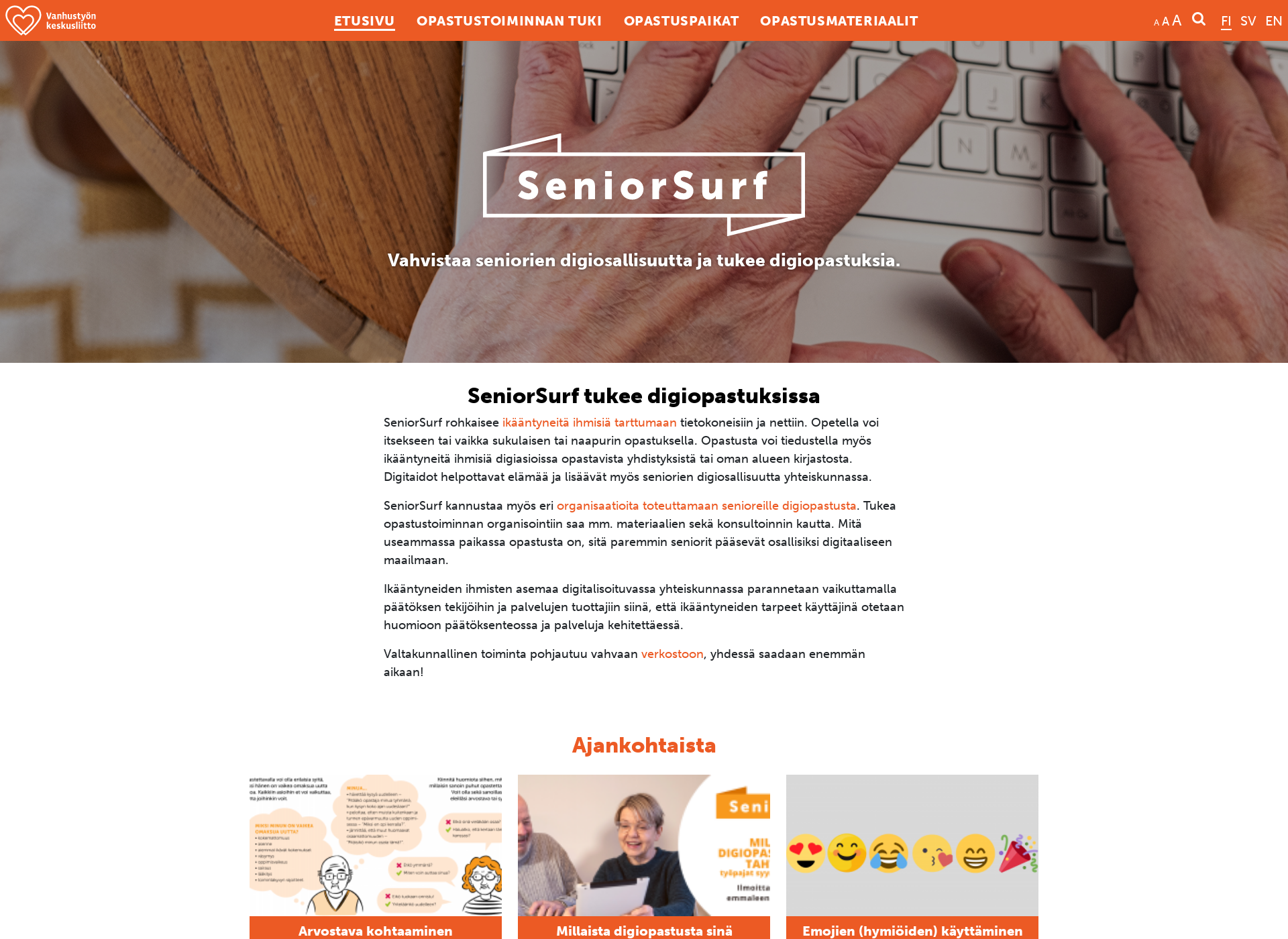 Skärmdump för seniorsurf.fi