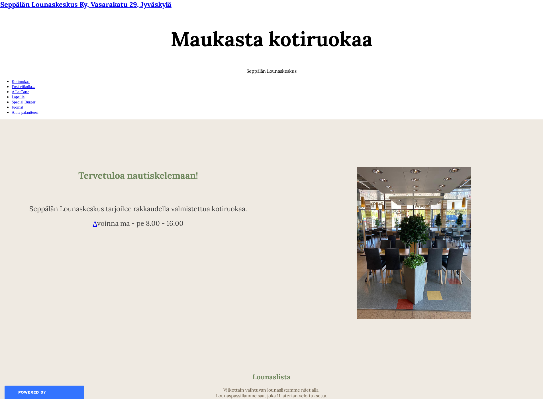 Screenshot for seppalanlounaskeskus.fi