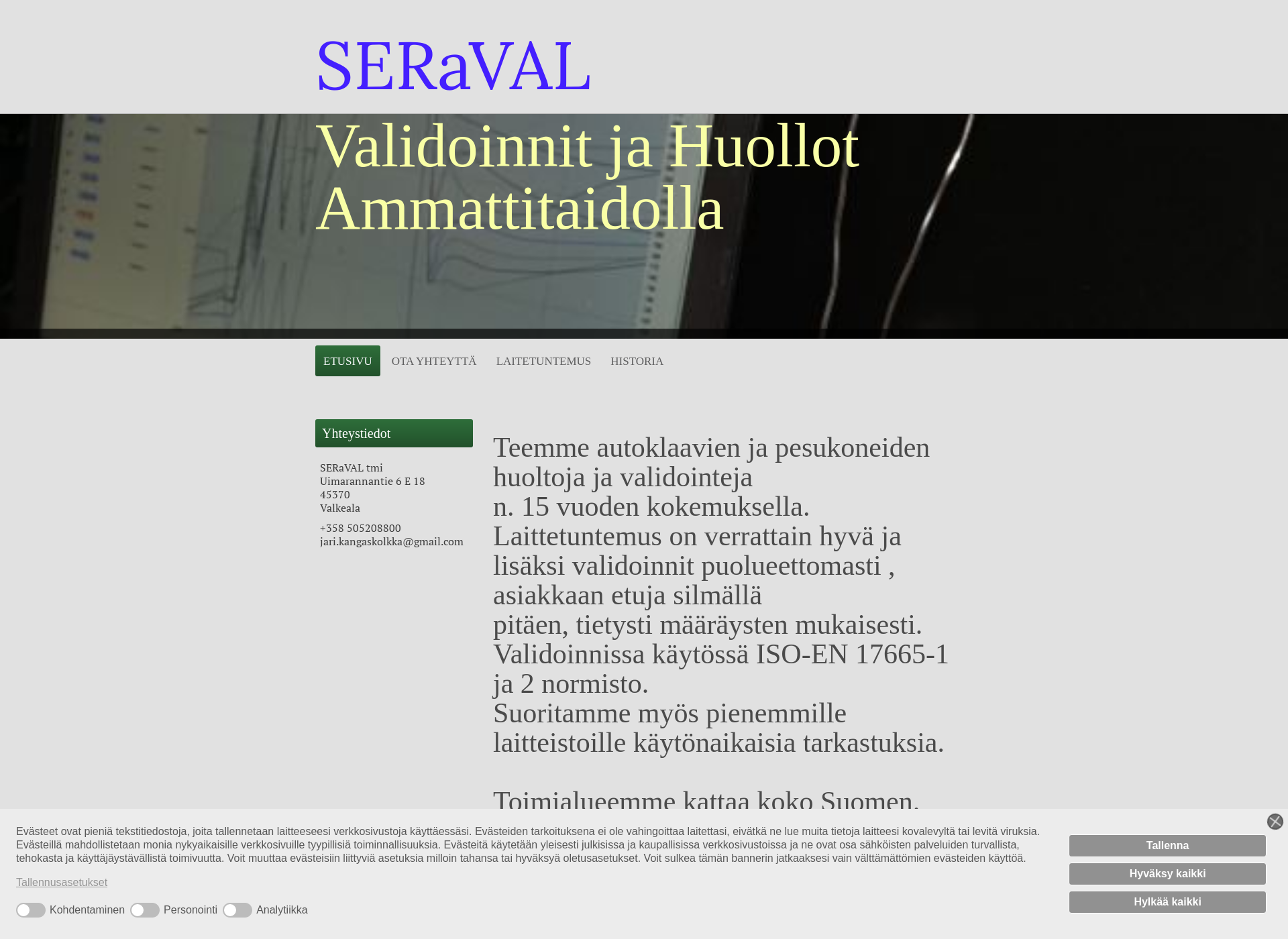Skärmdump för seraval.fi